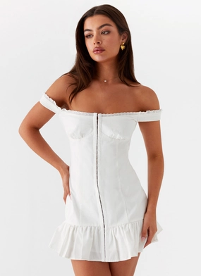 Edgy vibes Thermal-Lined Odessa Frill Mini Dress - White