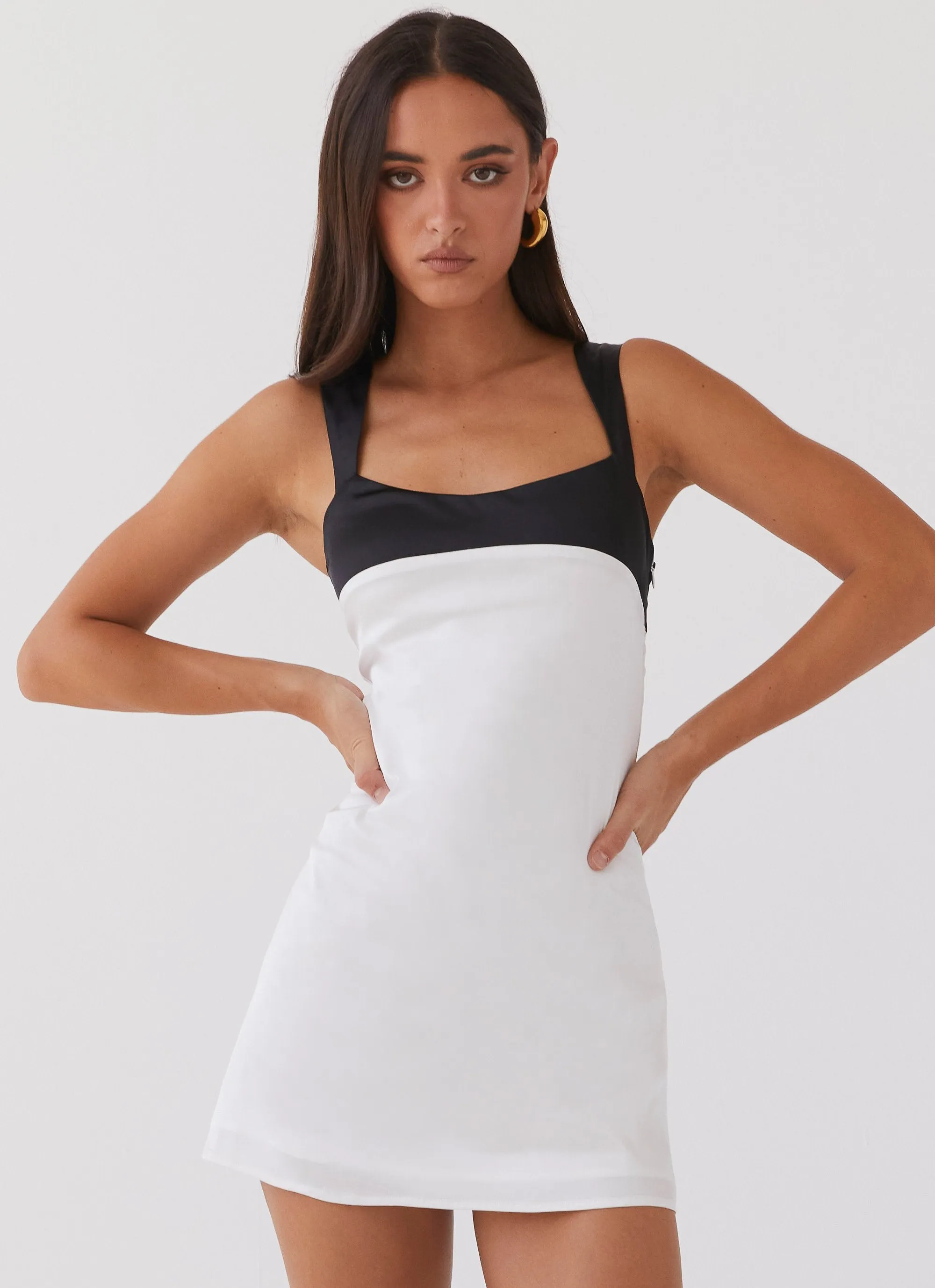 Cut-Out-Detail Odette Satin Mini Dress - Noir Pearl