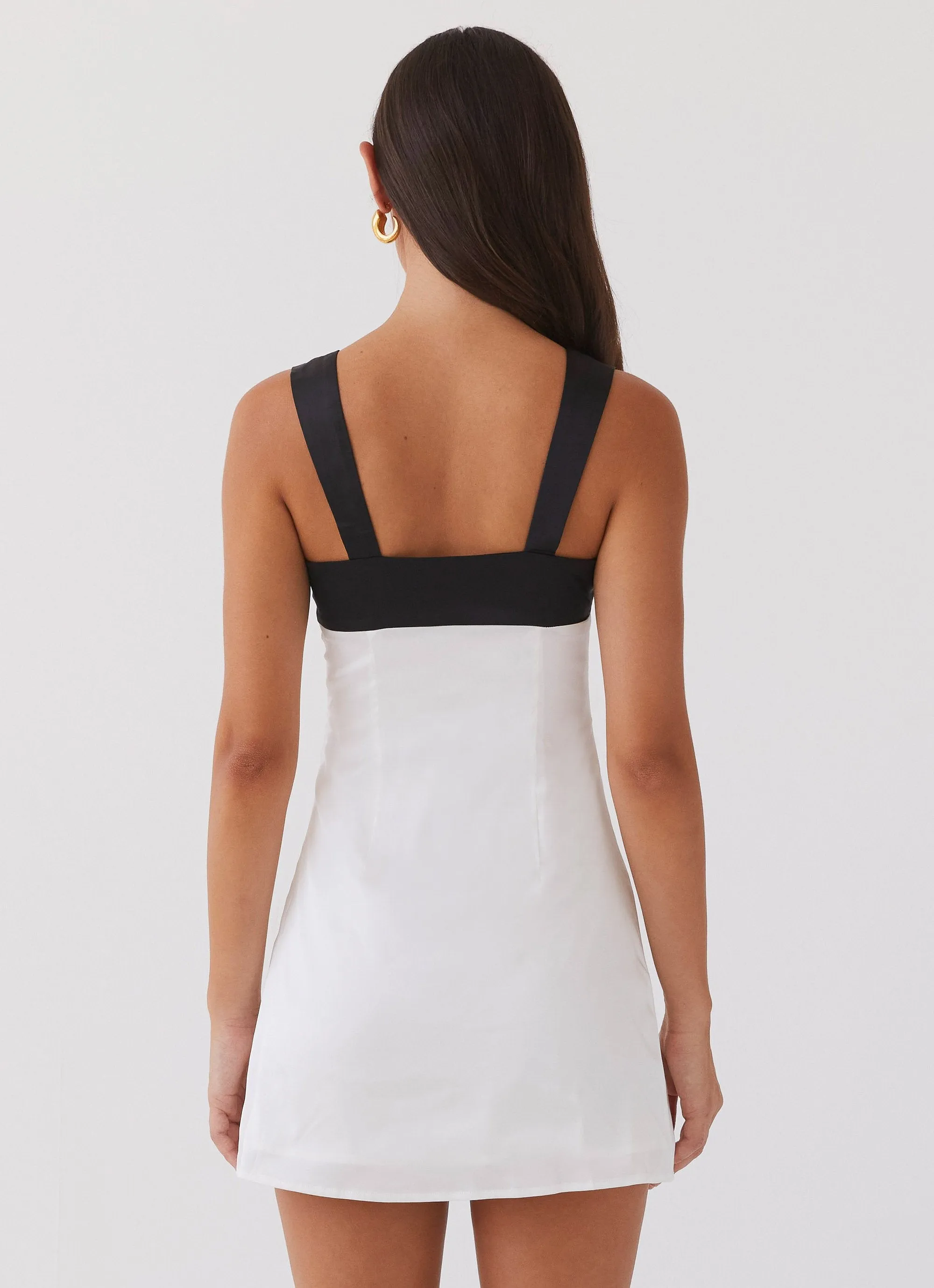 Chic and Cozy Fashionable Wear Odette Satin Mini Dress - Noir Pearl