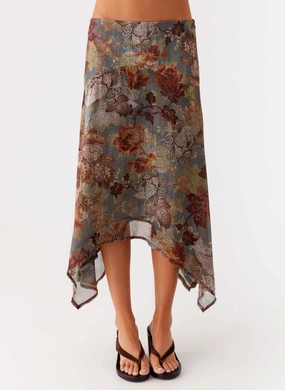 Rosewood Low Rise Midi Skirt - Vintage Blossom Simple and Cozy Water Resistant