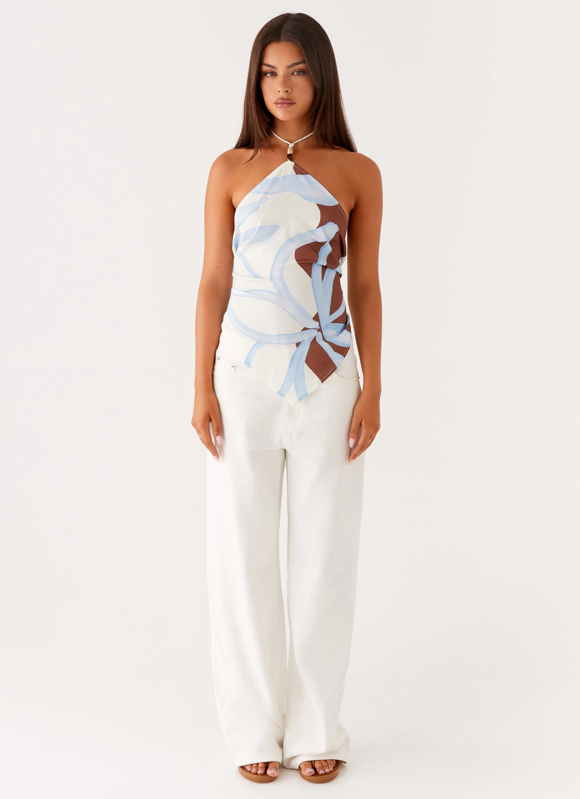 Julissa Halter Top - Bloom Wave Print Organic Cotton Blend