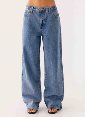 Sporty Comfort Keanna Low Rise Denim Jeans - Blue Denim