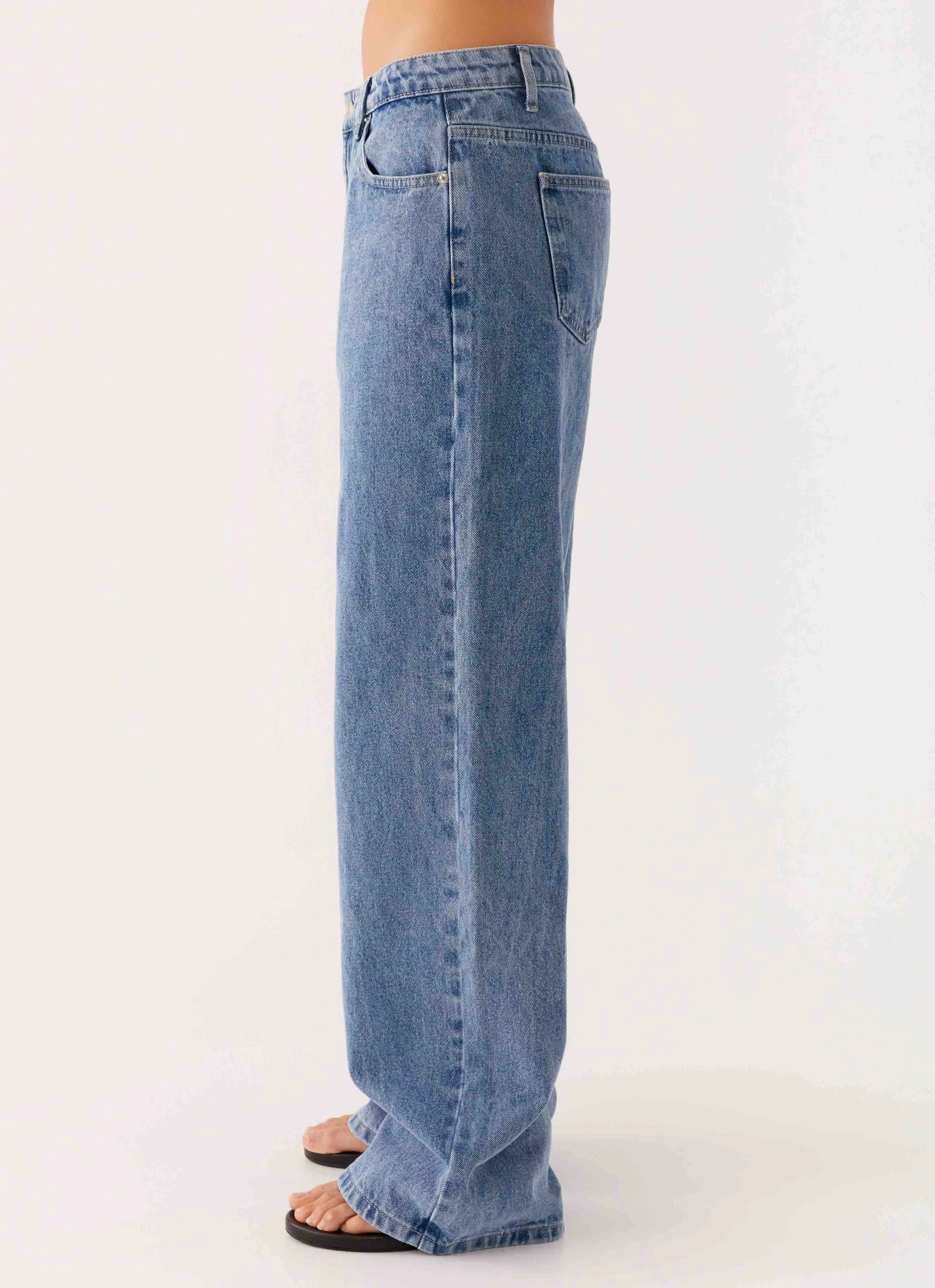 Rubberized grip Tough Build Keanna Low Rise Denim Jeans - Blue Denim
