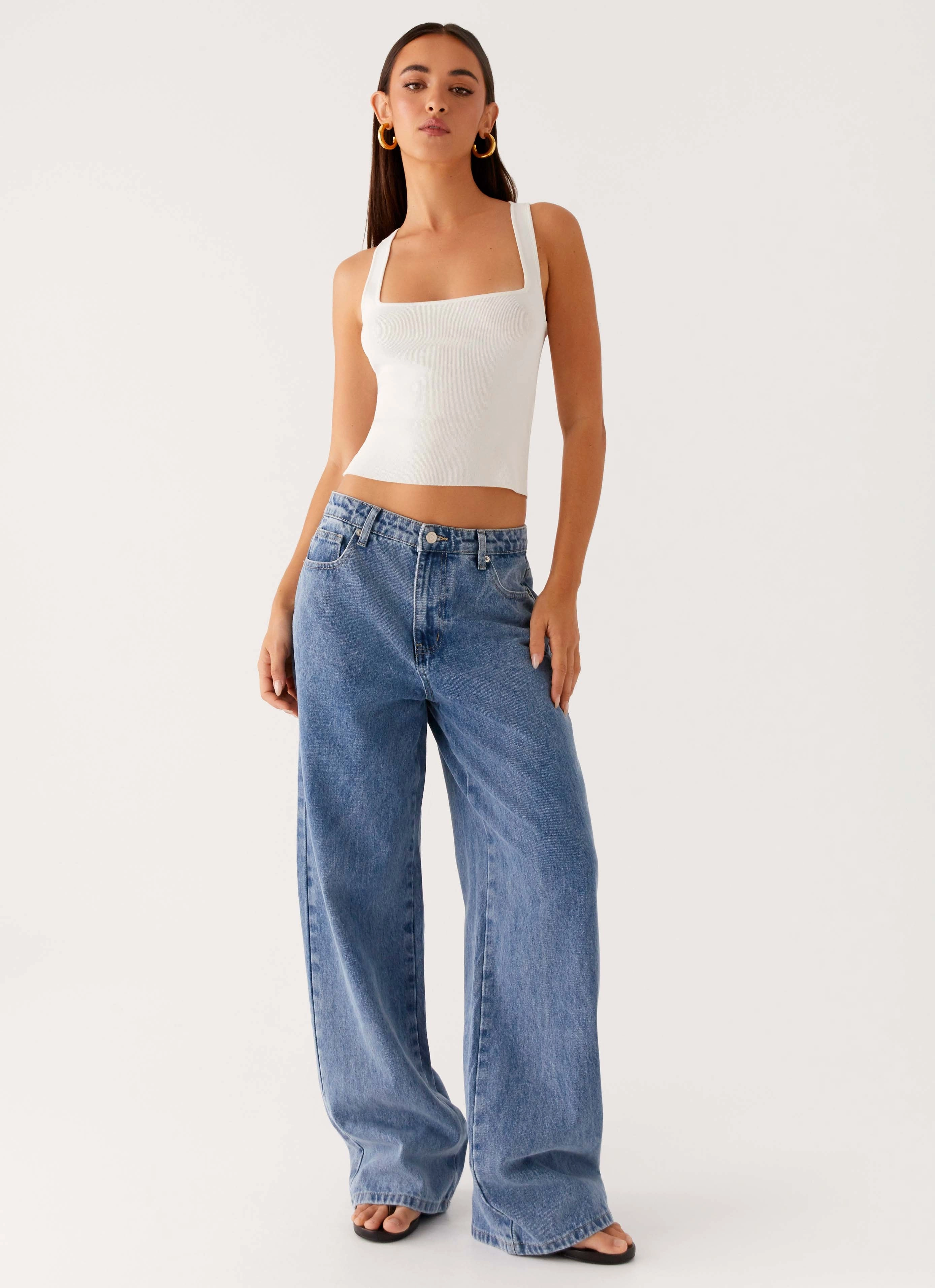 Wardrobe Essential Keanna Low Rise Denim Jeans - Blue Denim