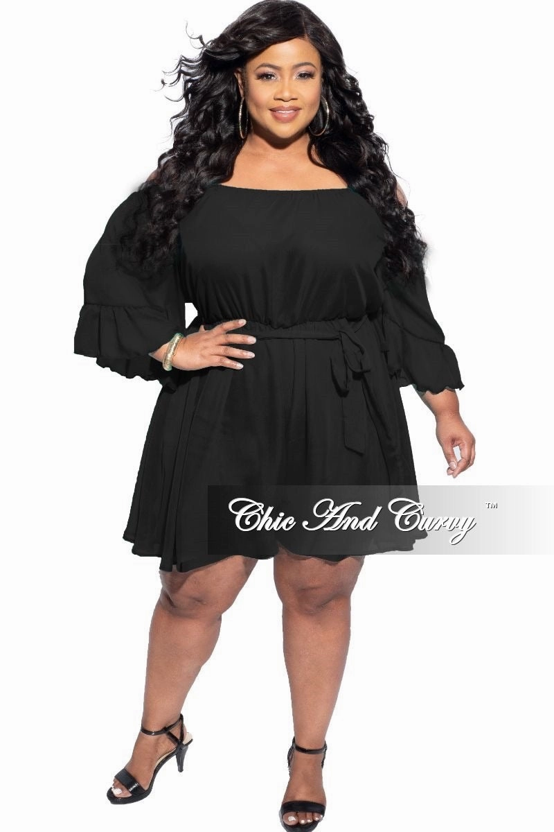 Cool Weather All-Day Wear Final Sale Plus Size Chiffon Romper in Black