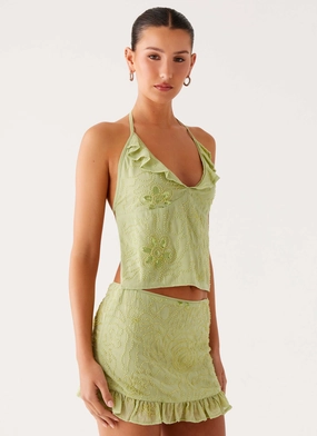 Savoir Beaded Halter Top - Mint ZeroWasteProduction