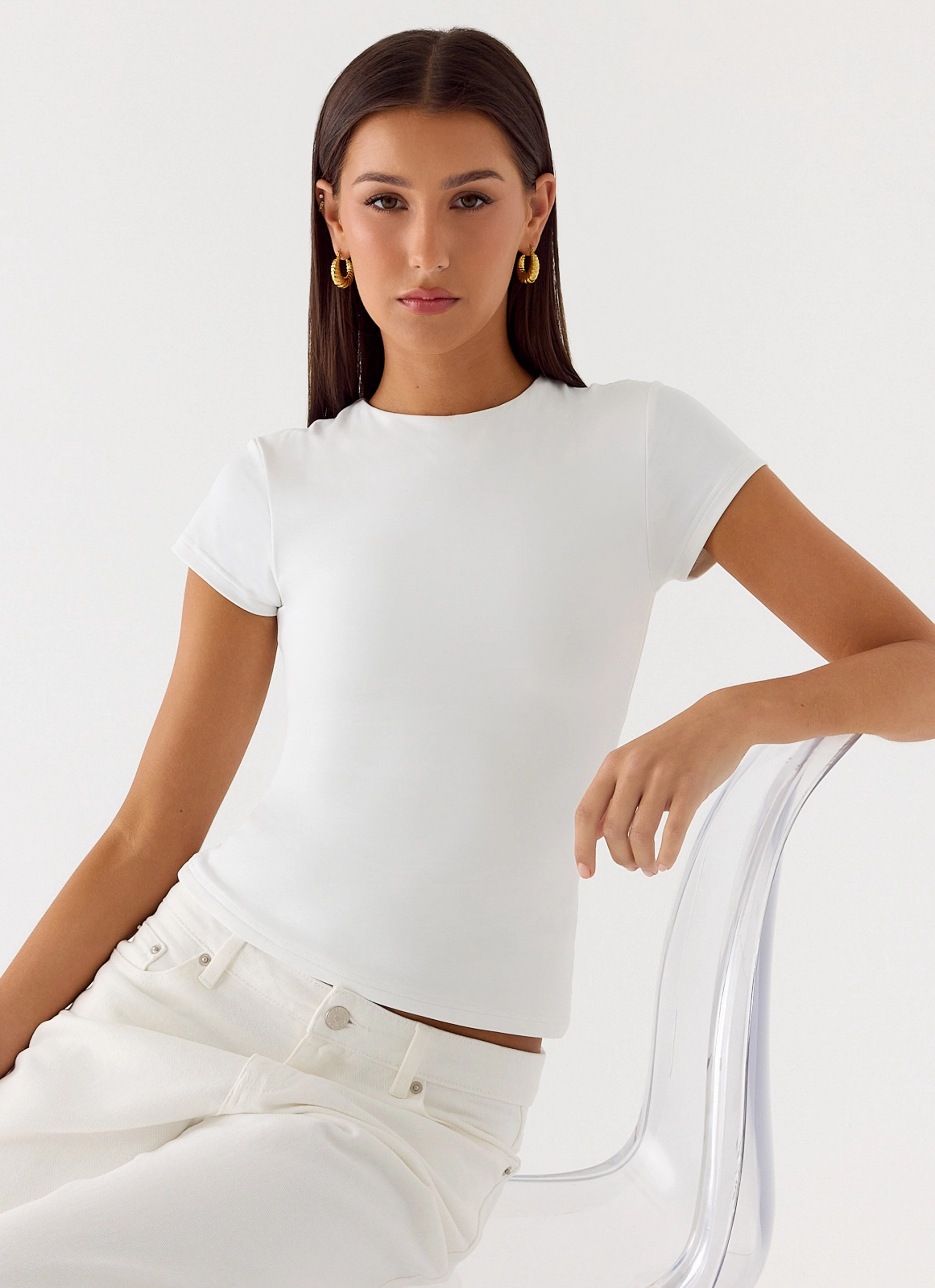 Recycled Polyester DoubleStitched Construction About You Top - White