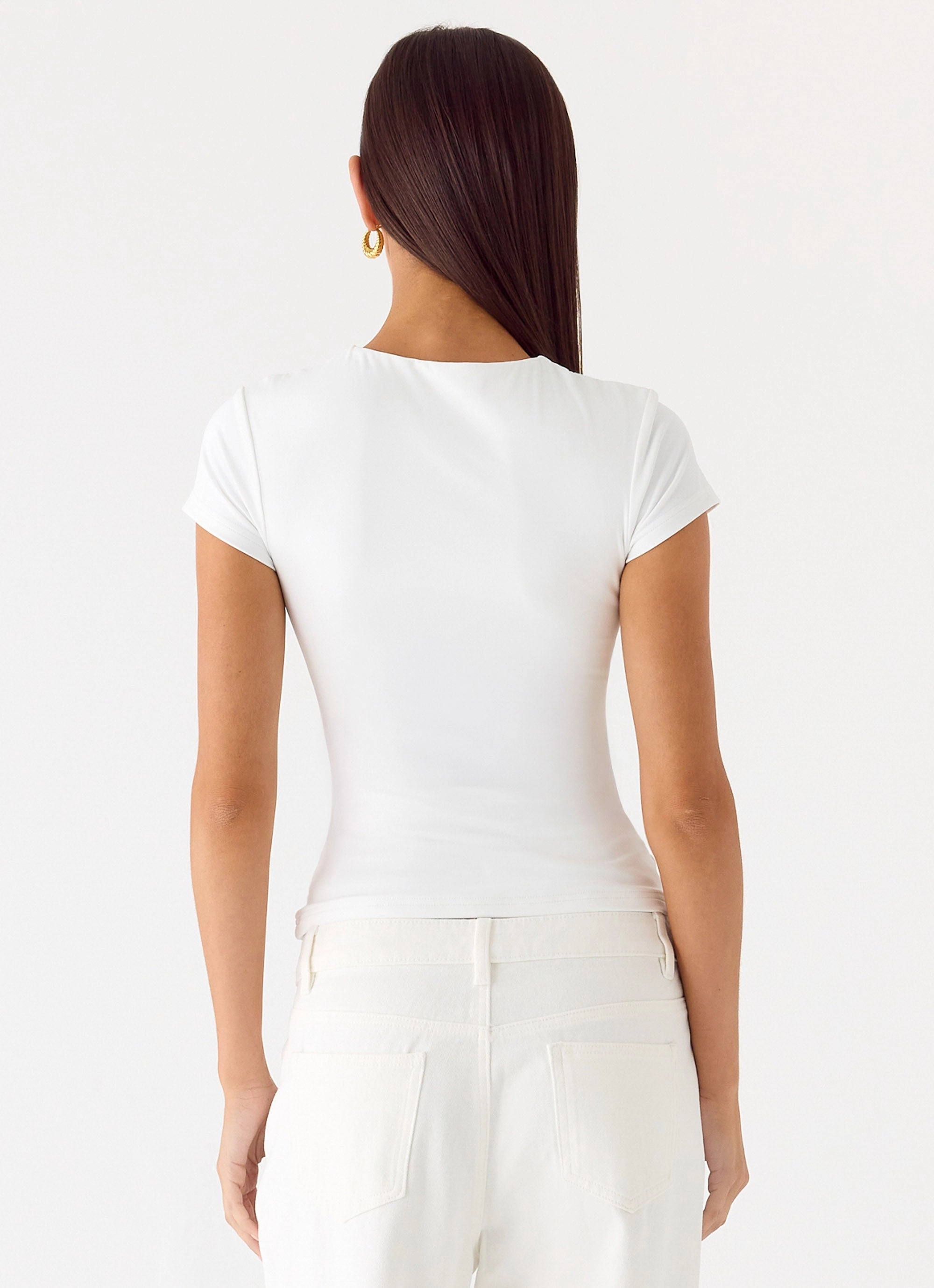 About You Top - White Contrast Stitch Detailing