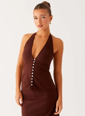 LightweightLayeredFabric Esther Top - Chocolate