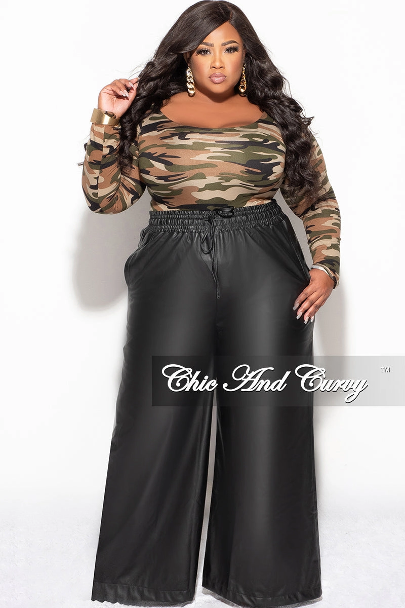 Practical Comfort Agile Fit Final Sale Plus Size Long Sleeve Bodysuit in Olive and Sand Camouflage Print (Light)