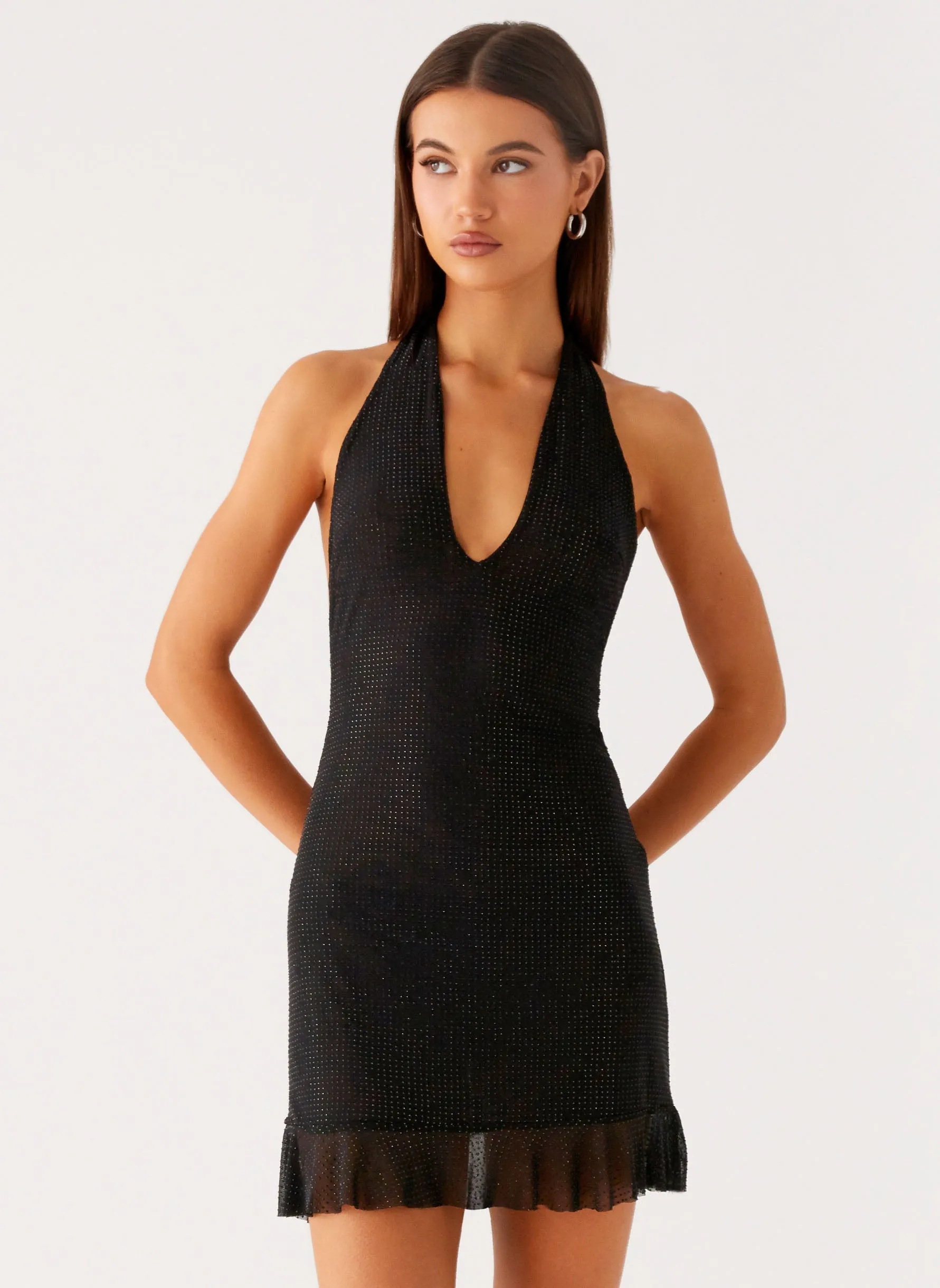 Odrella Sequin Mini Dress - Black Refined Cut