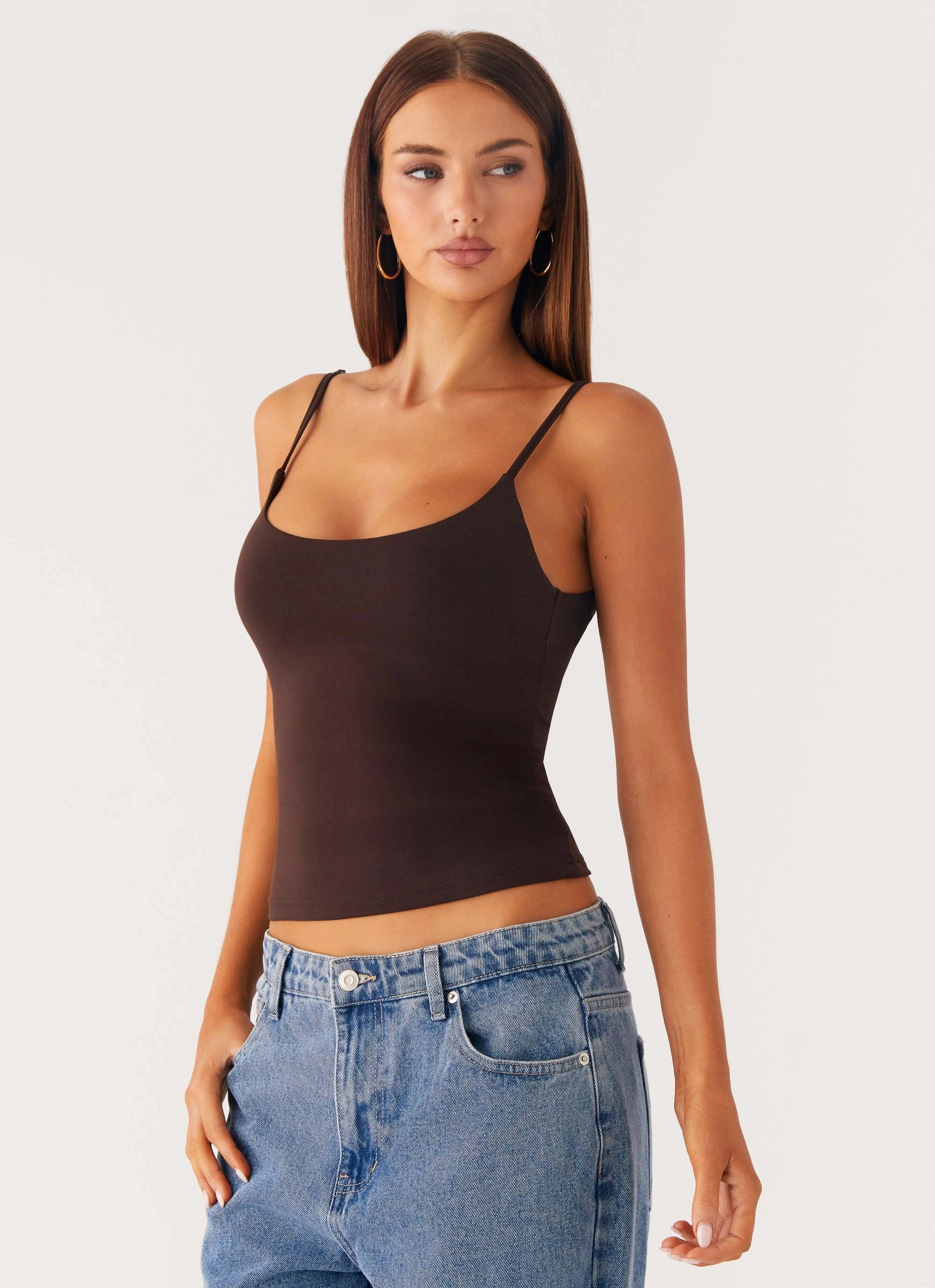 Cozy Blouse TexturedSurface Blondie Tank Top - Chocolate