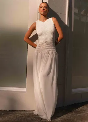 Soft-touch Off Grid Crochet Maxi Dress - White