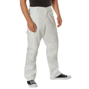 Off White - Tactical BDU Pants - Cotton Polyester Twill - Button Fly
