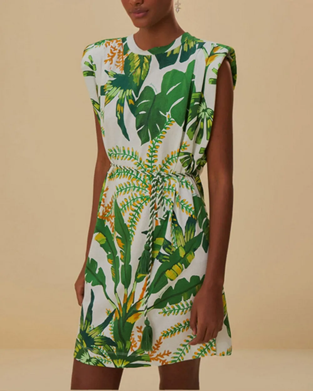 Off White Tropical Forest T-Shirt Dress