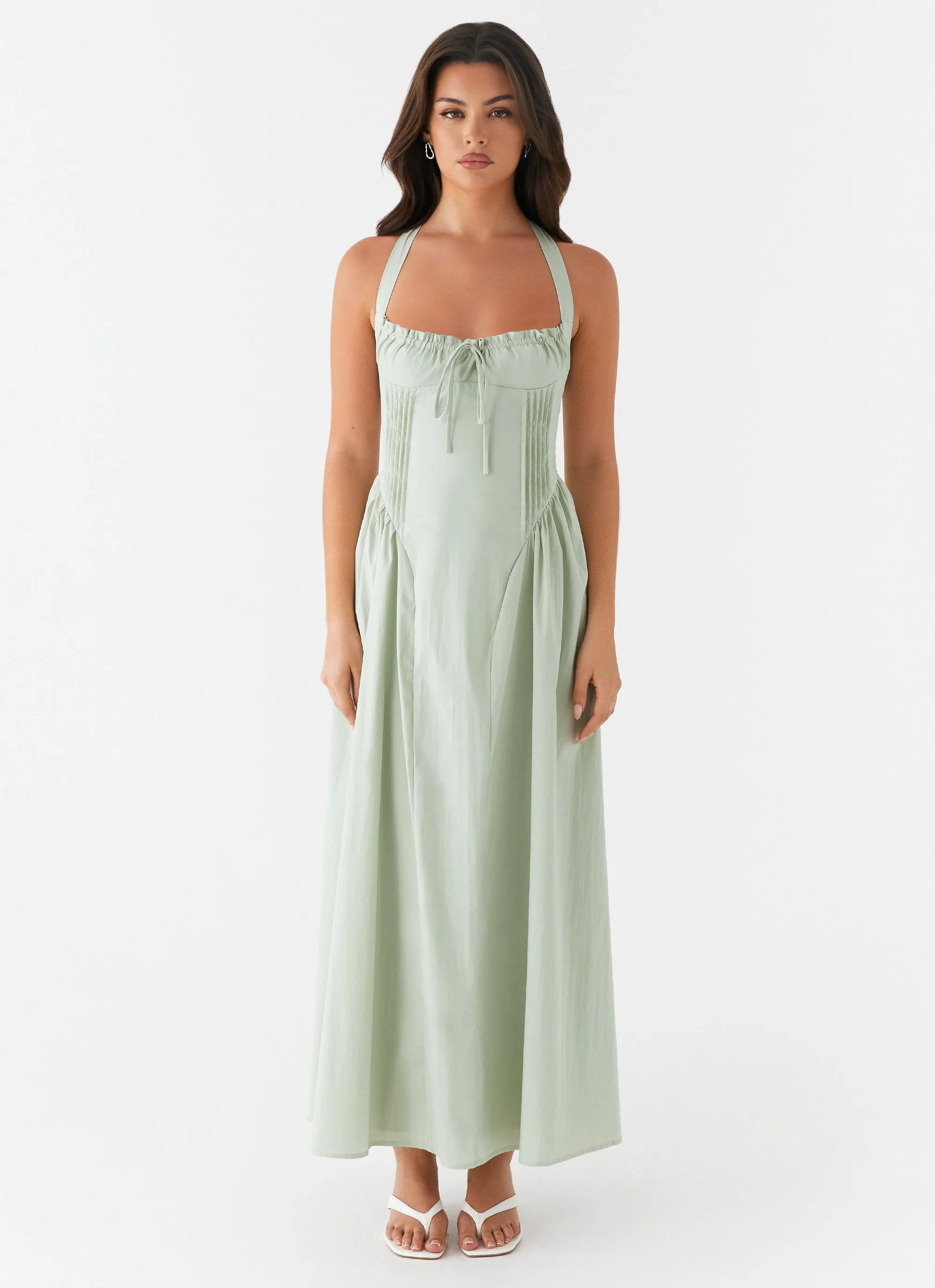 Perfect For Work Olenna Halterneck Midi Dress - Sage
