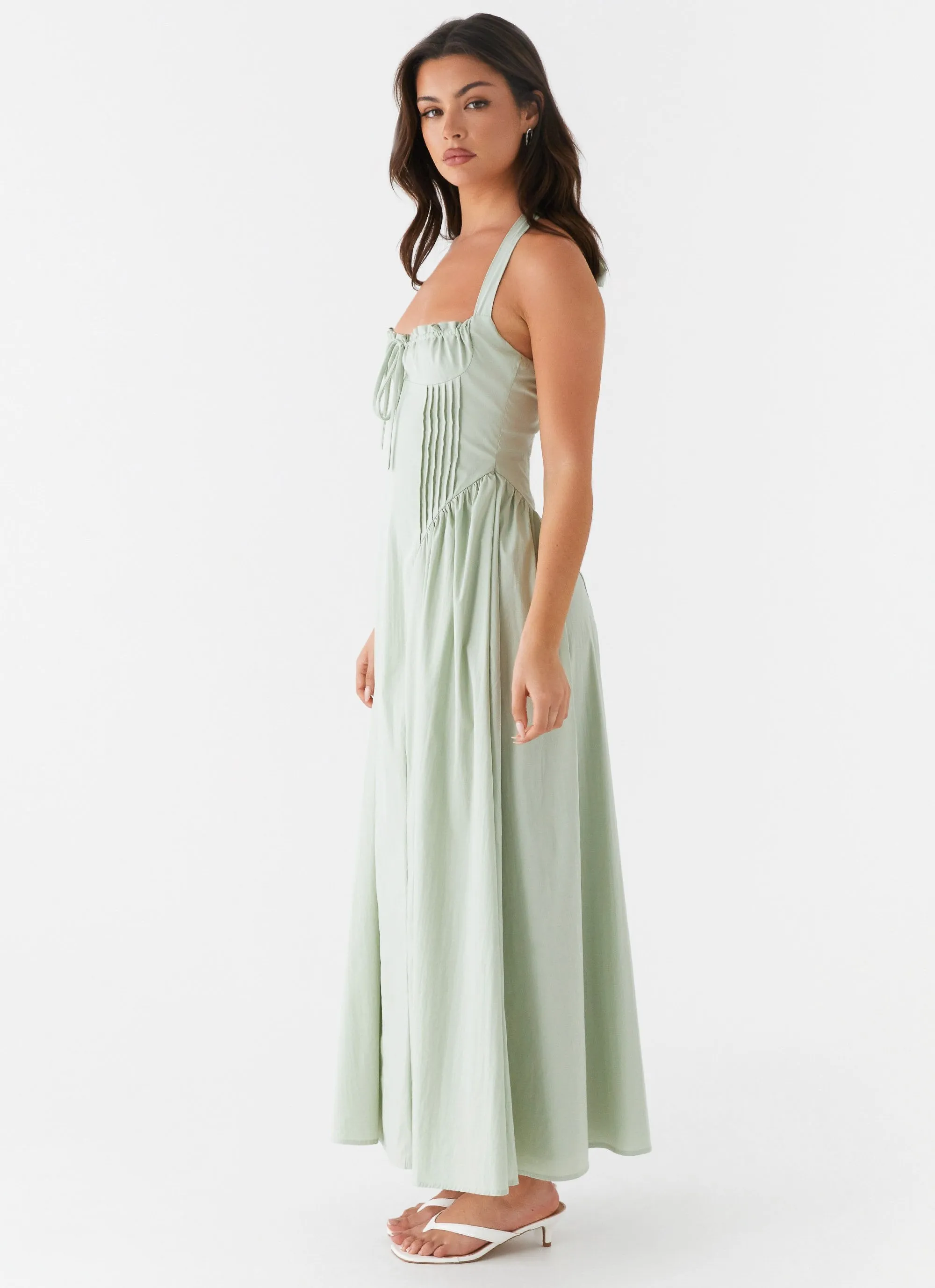 Olenna Halterneck Midi Dress - Sage Sequin-Detail cut out