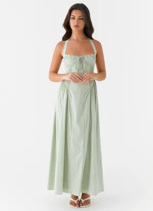 Silk Flow Olenna Halterneck Midi Dress - Sage