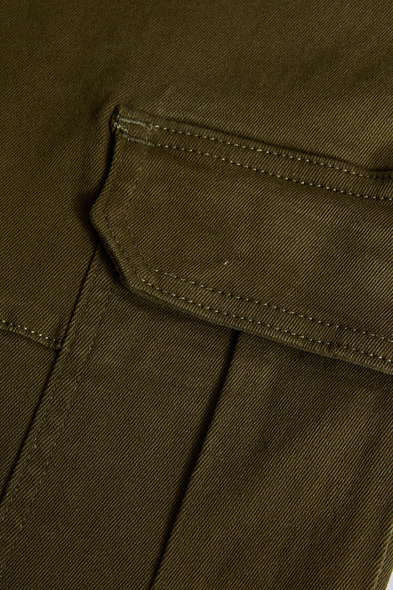 Olive Slim Fit Cargo Jeans
