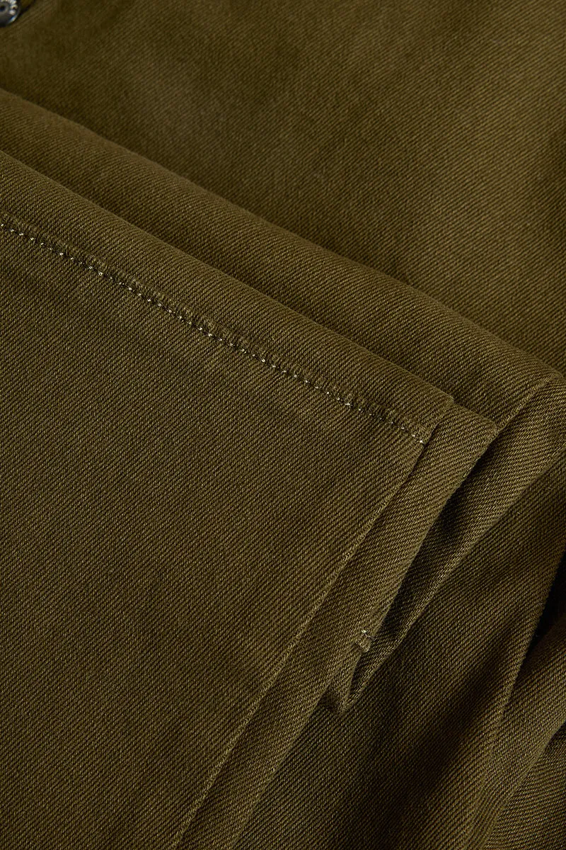 Olive Slim Fit Cargo Jeans
