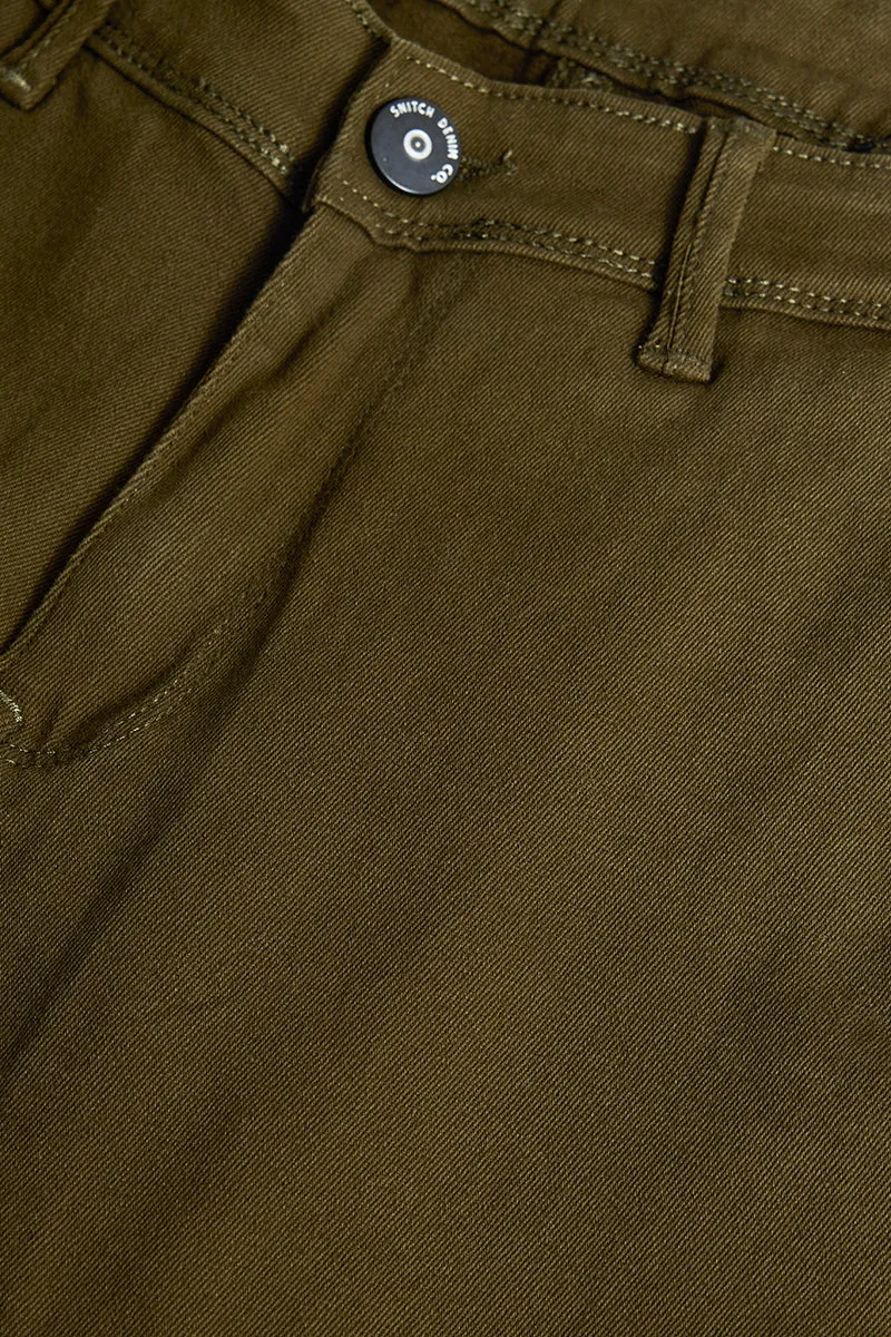 Olive Slim Fit Cargo Jeans
