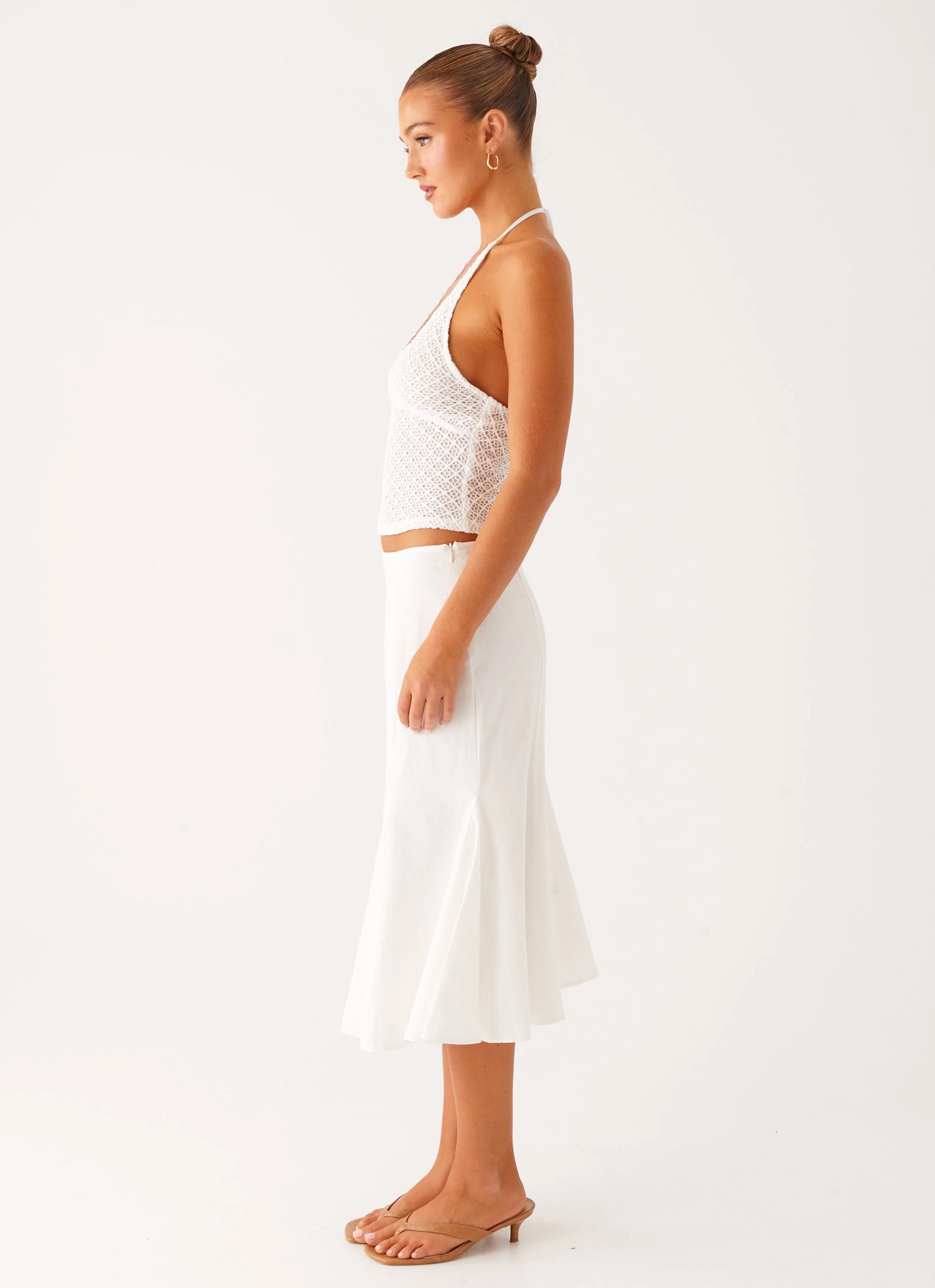 Olive Midi Skirt - Ivory Quick Dry Fabric Compact Pack