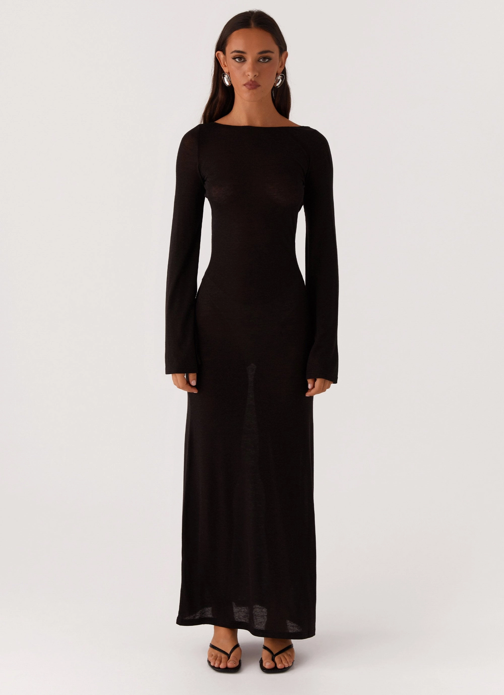 Olivia Long Sleeve Maxi Dress - Black Event Mood Smart and Chic