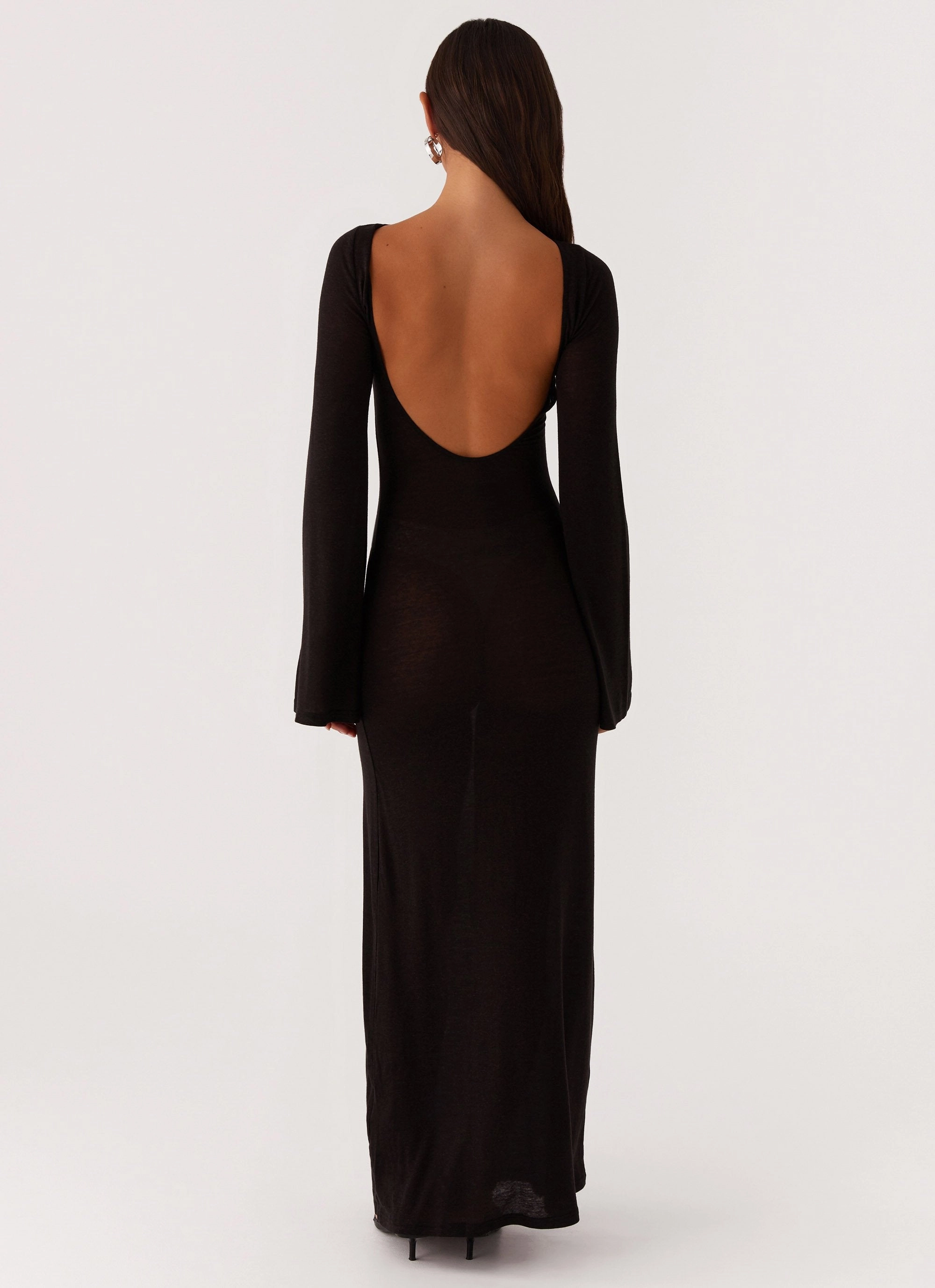 Olivia Long Sleeve Maxi Dress - Black Luxe Mood