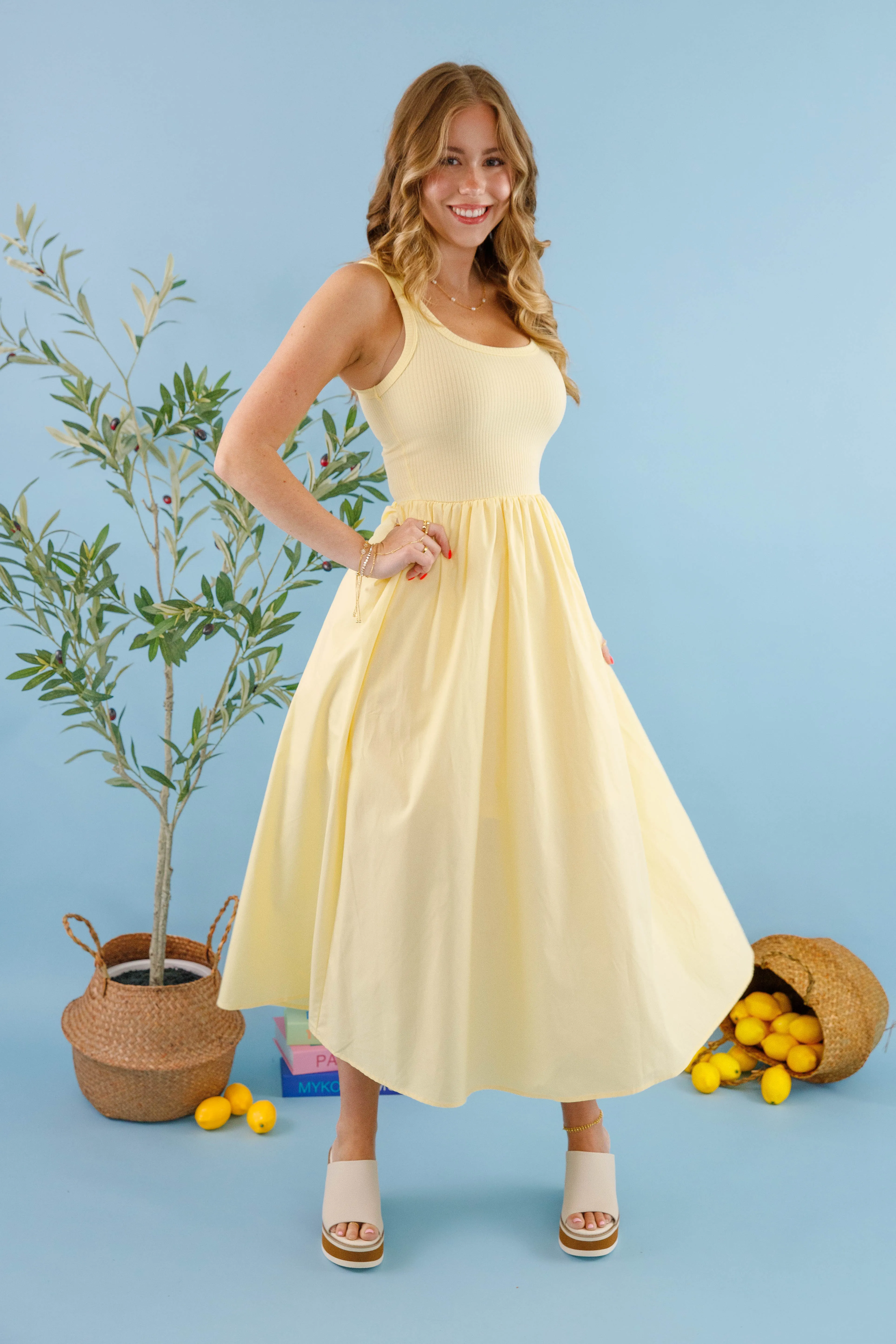 Refined Finish On The Bright Side Midi Dress
