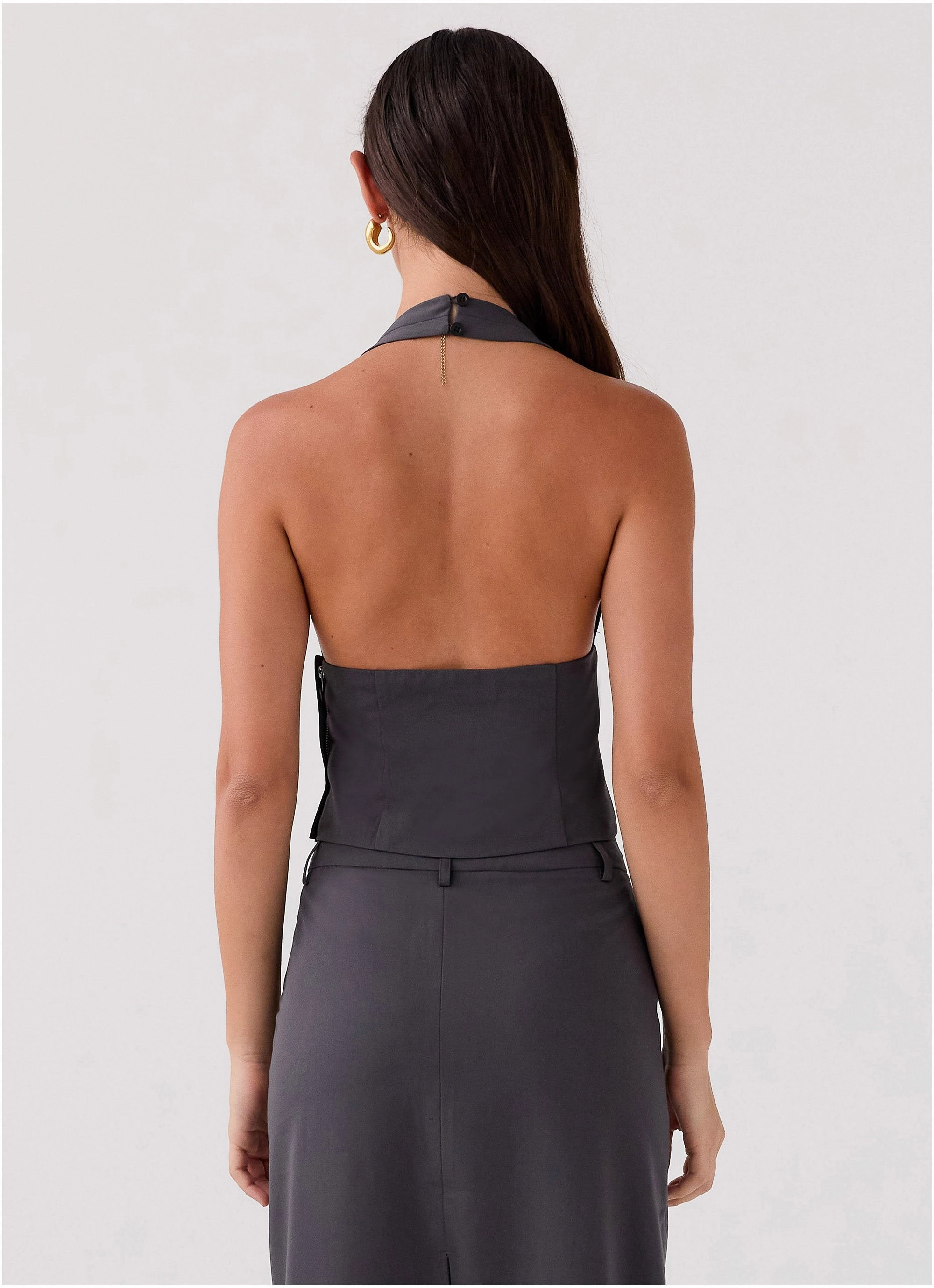 Weatherproof Construction Hypoallergenic fabric On Call Halterneck Top - Charcoal