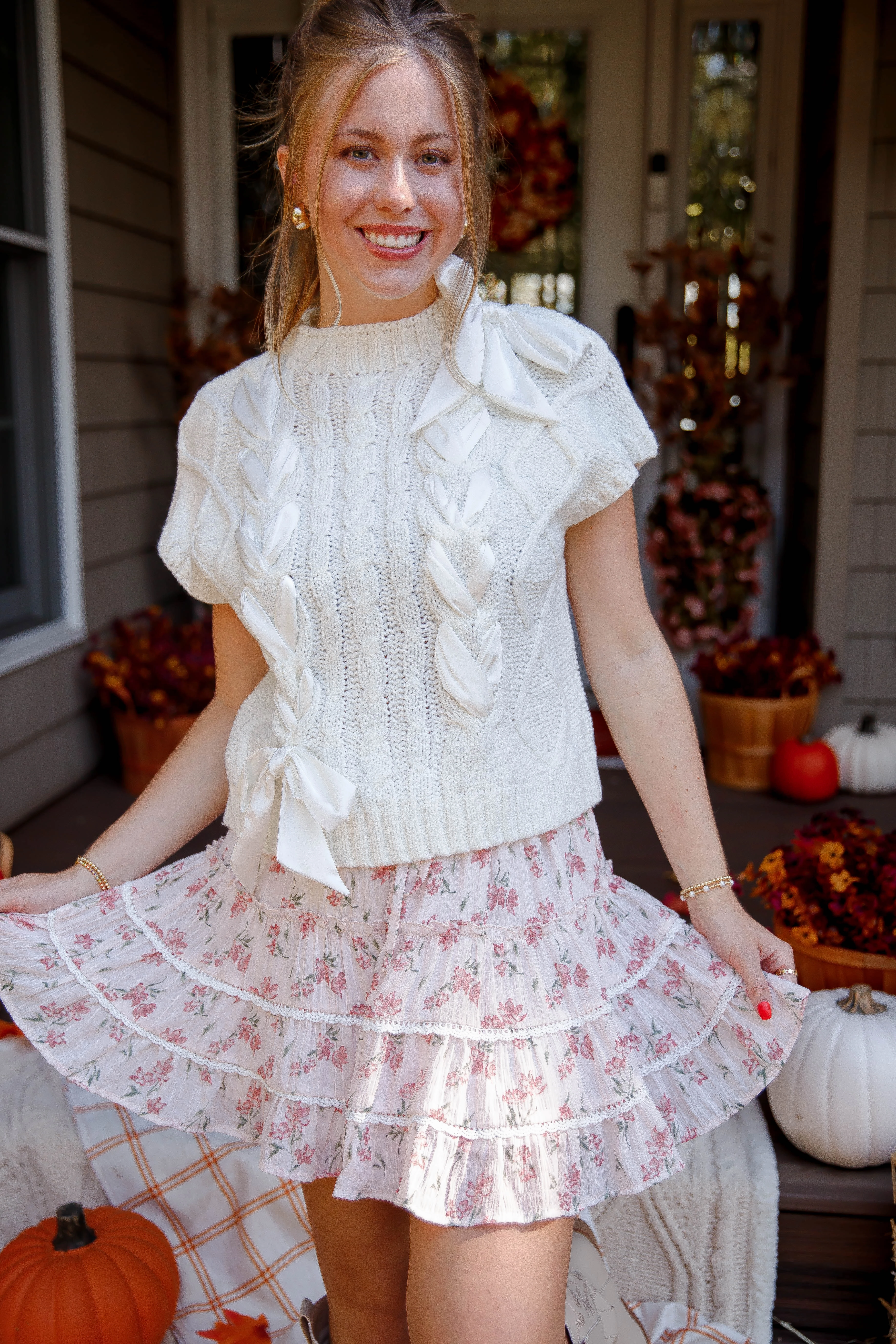 On My Way Home Sweater Vest-Ivory ReflectiveAccents
