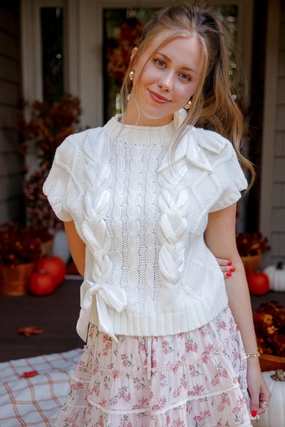 On My Way Home Sweater Vest-Ivory Reflective Safety Accents