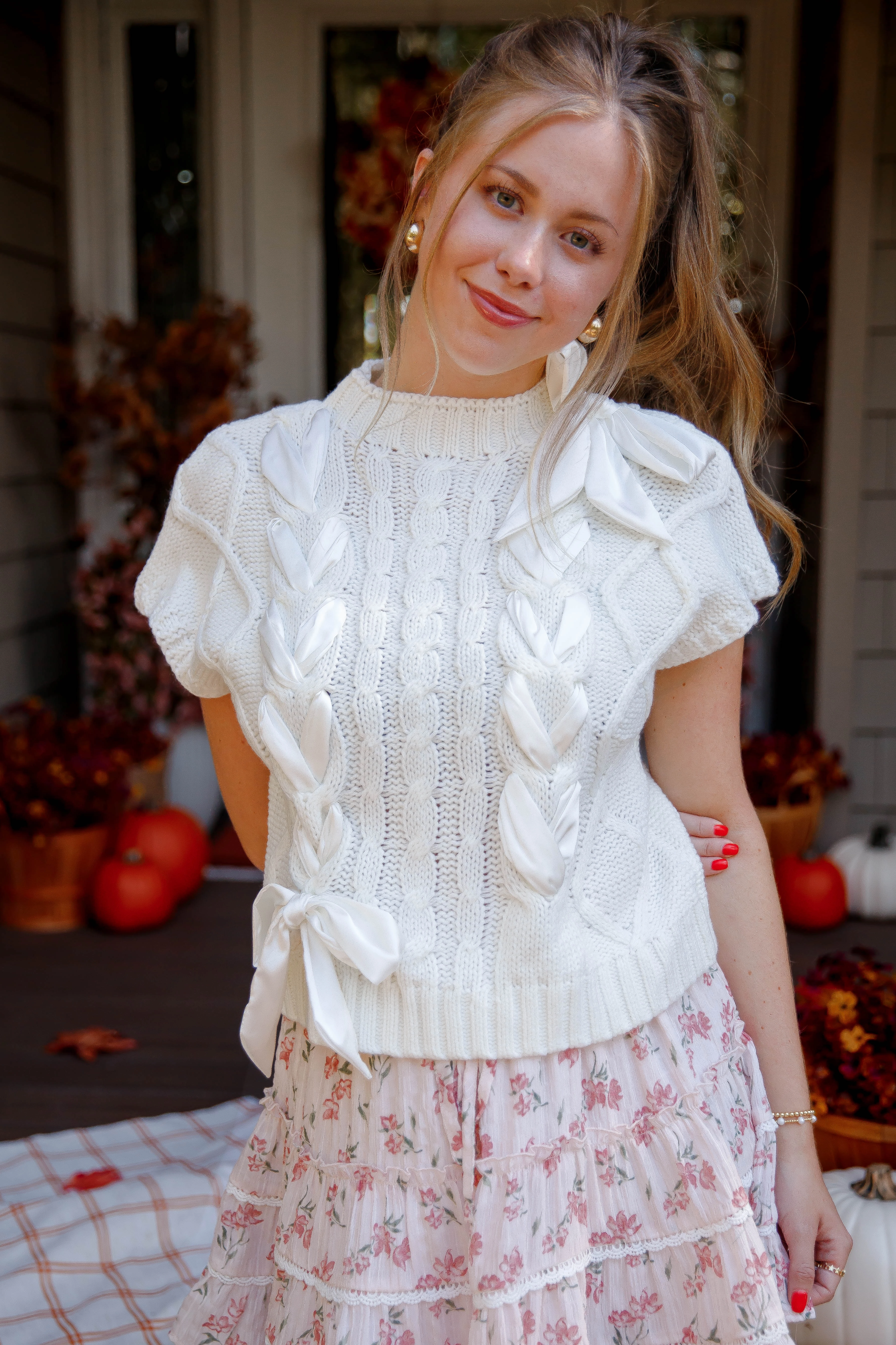 On My Way Home Sweater Vest-Ivory Reflective Safety Accents