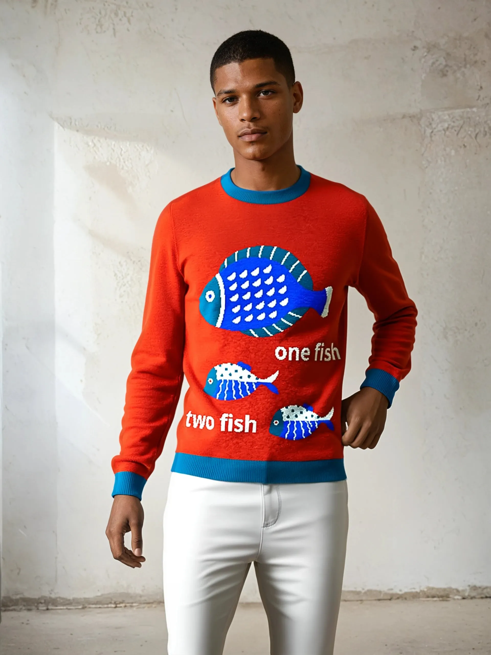 One Fish Two Fish Knitted Crewneck Sweater