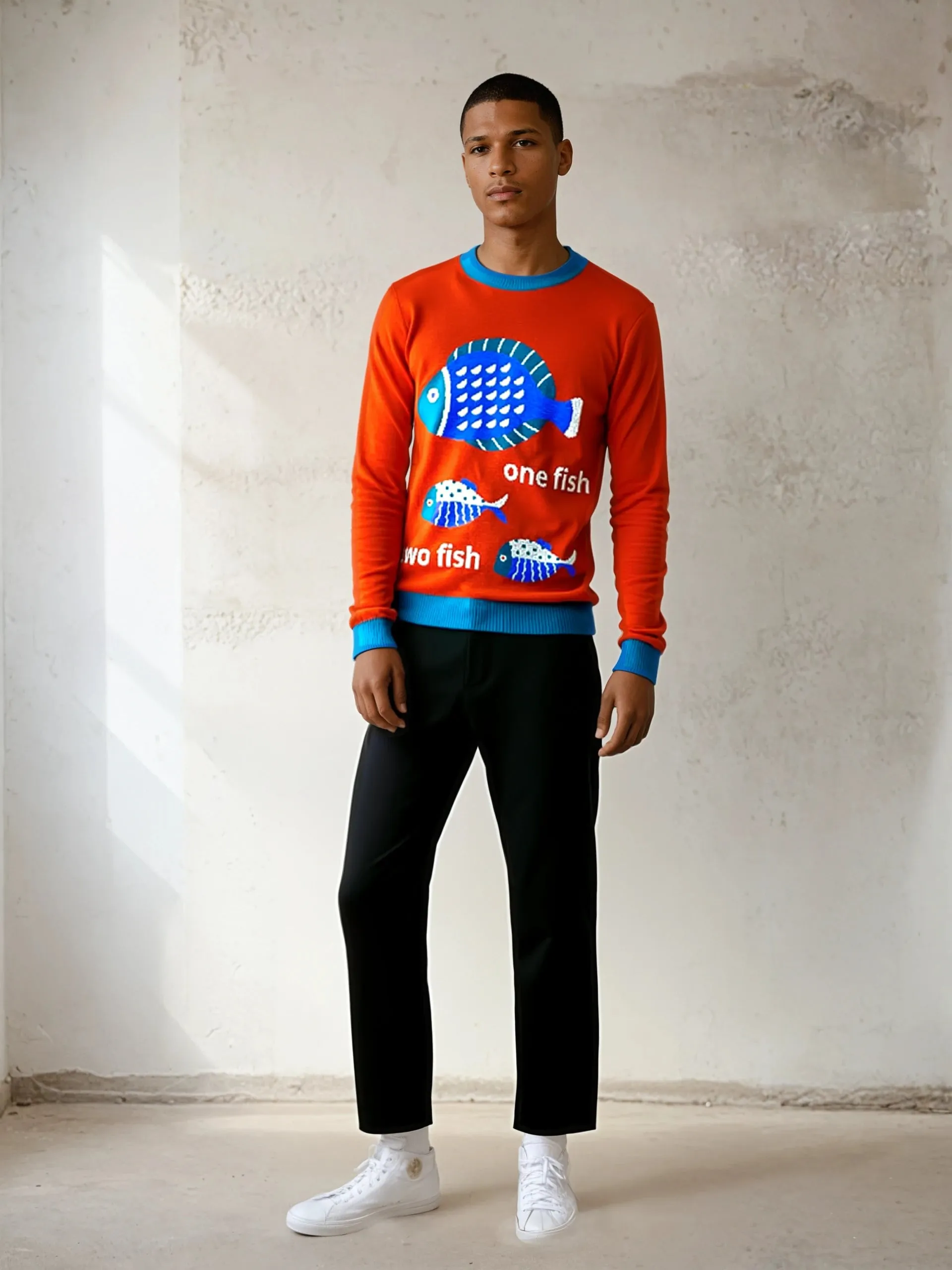 One Fish Two Fish Knitted Crewneck Sweater