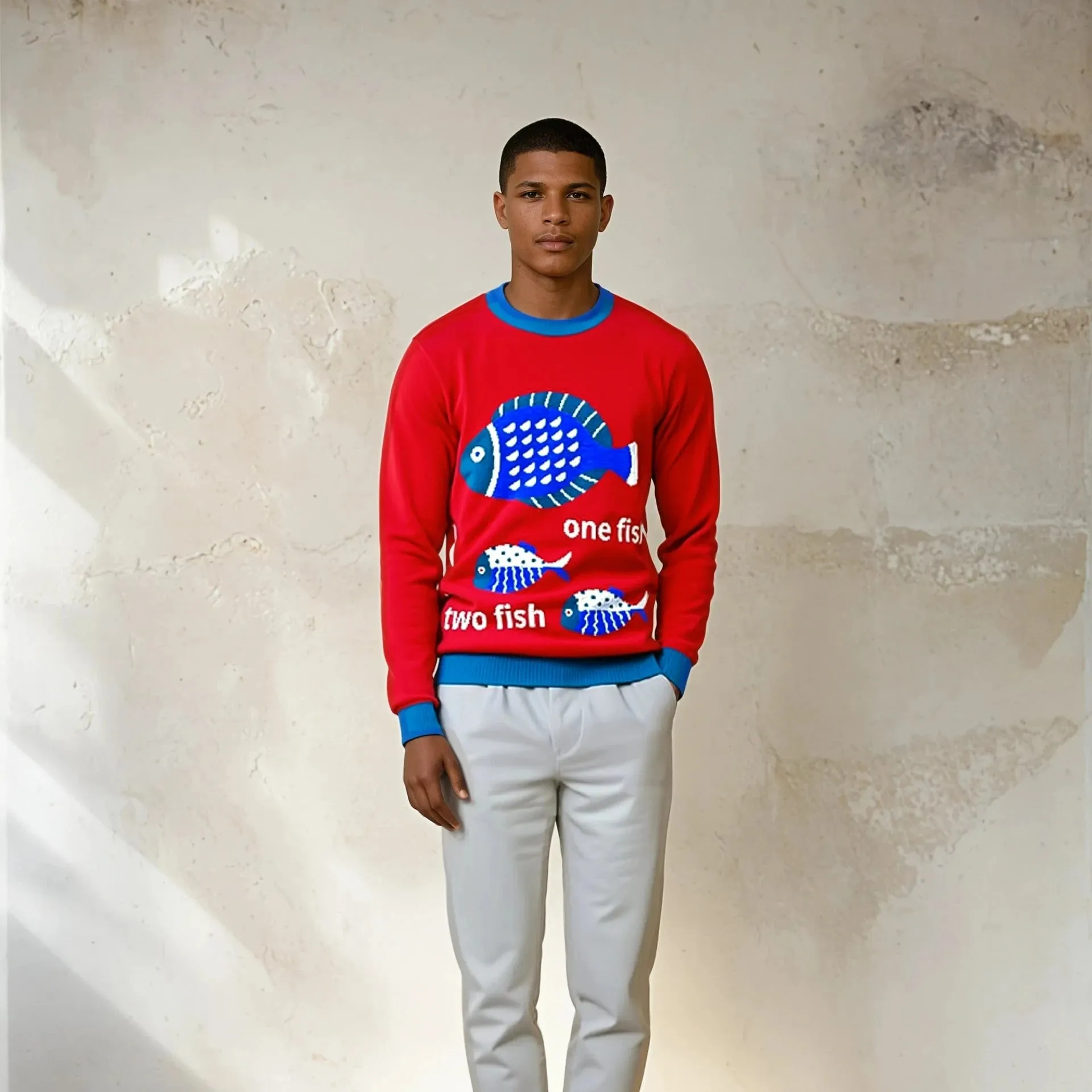 One Fish Two Fish Knitted Crewneck Sweater