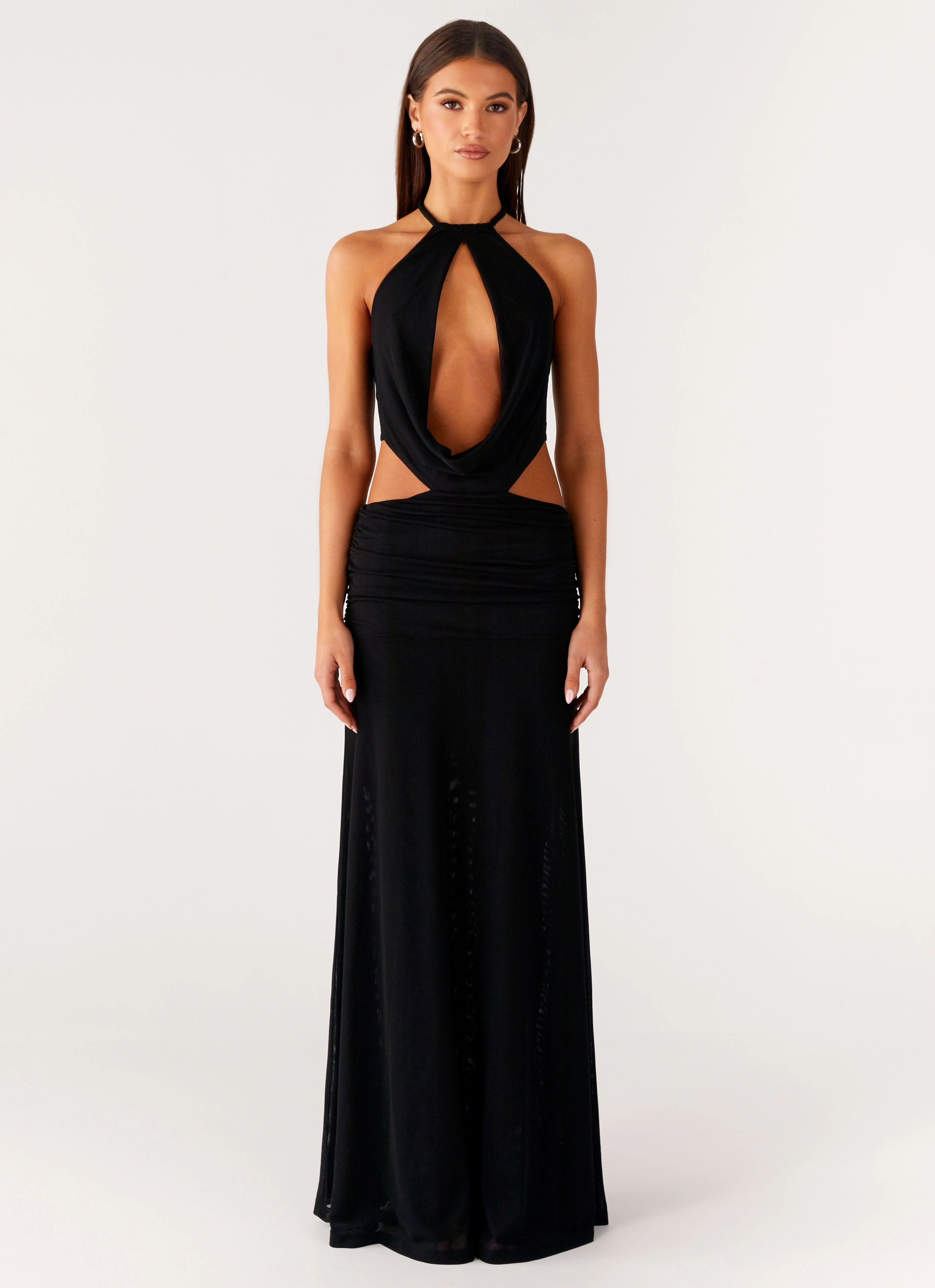 Only Love Maxi Dress - Black Slit-Hem Simple Flow
