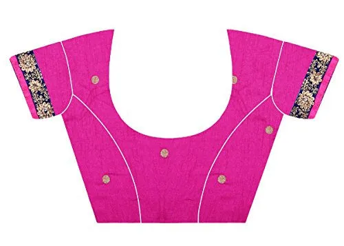 Oomph! Women's Chiffon Saree (liril_gtj1001b_Indigo Blue &amp; Magenta_Free Size)