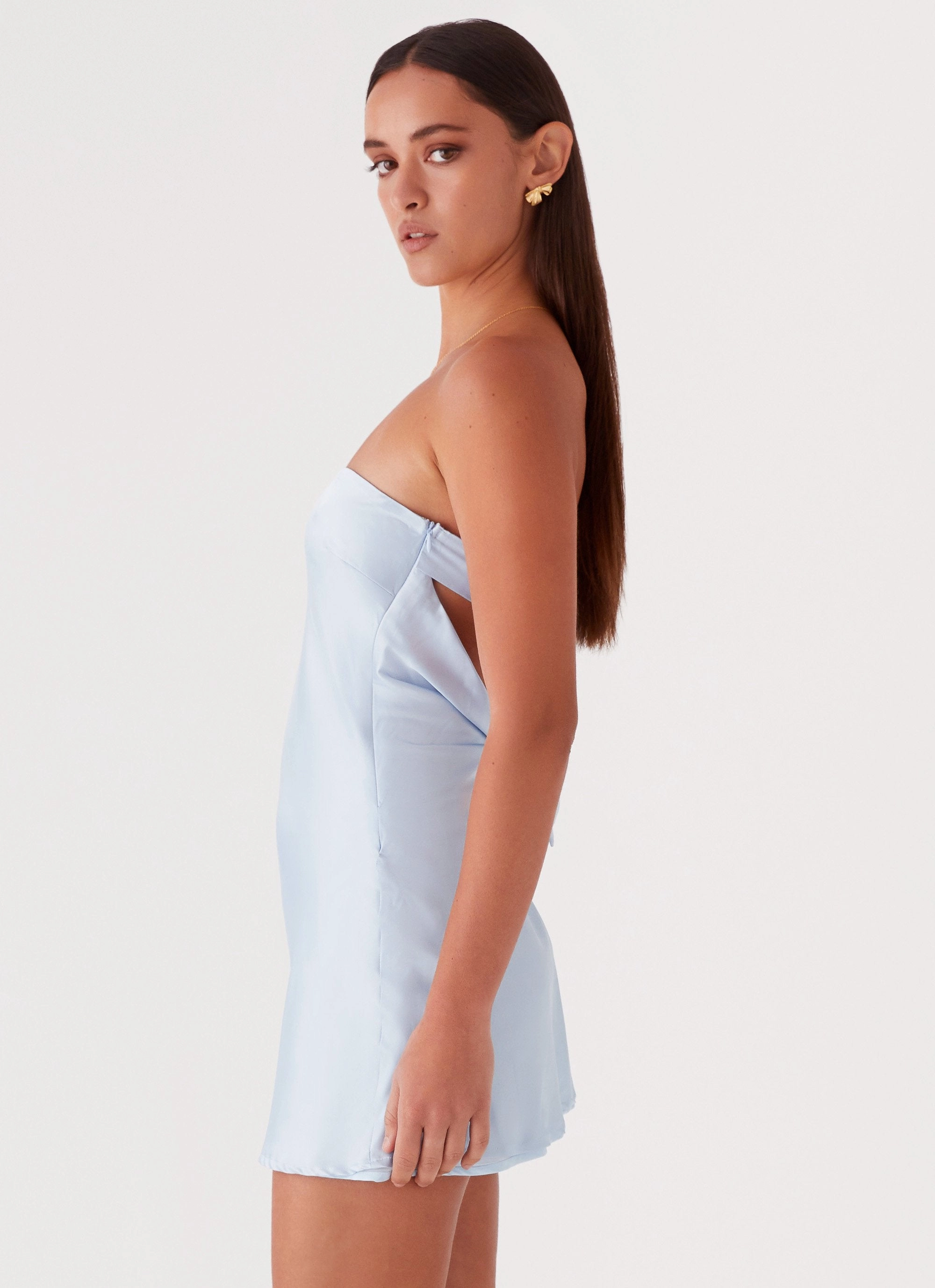 Easy Drape Soft Finish Jamie Satin Mini Dress - Blue