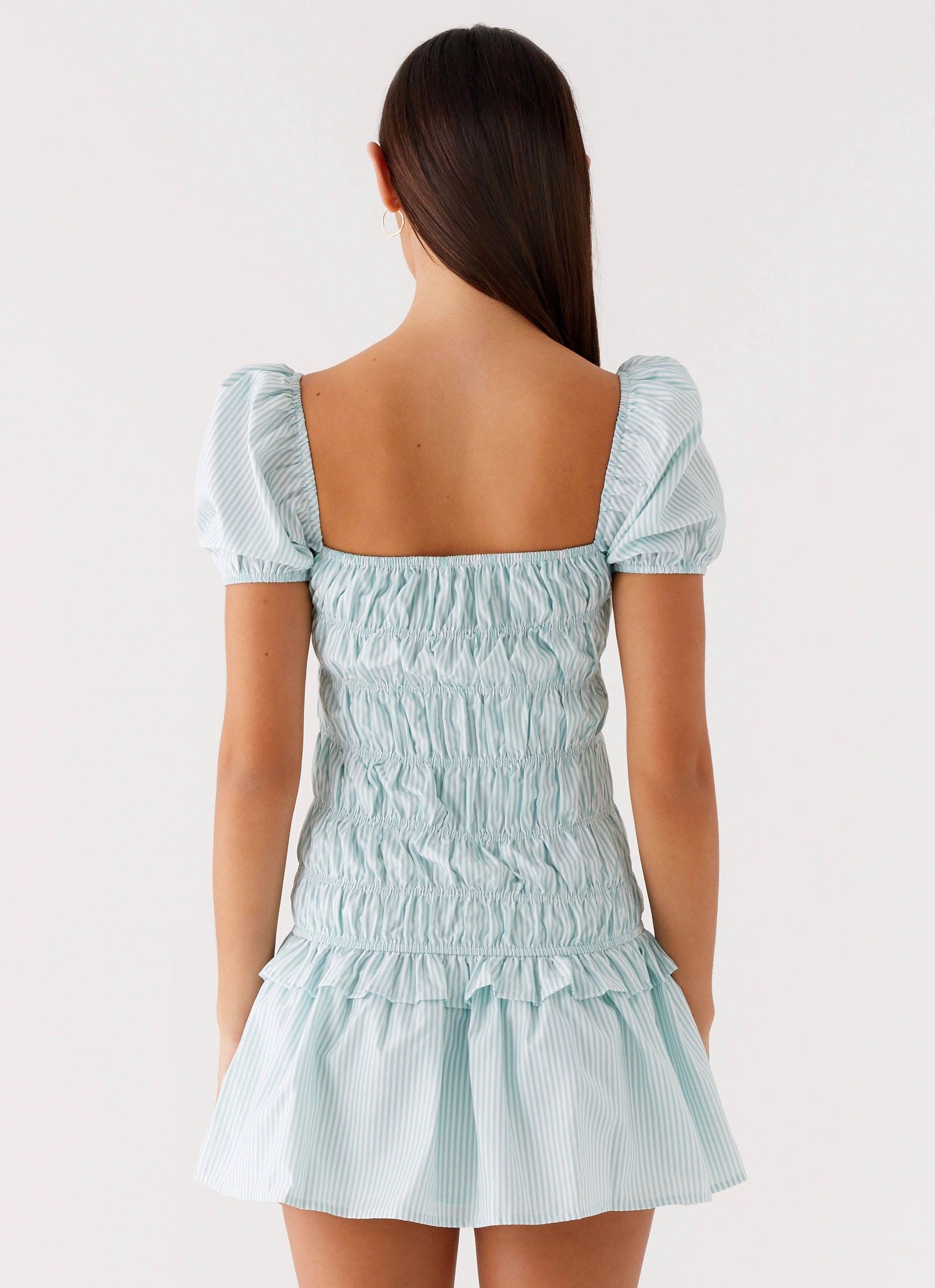 Smart Fashion Knot-Detail Yolene Mini Dress - Green Gingham
