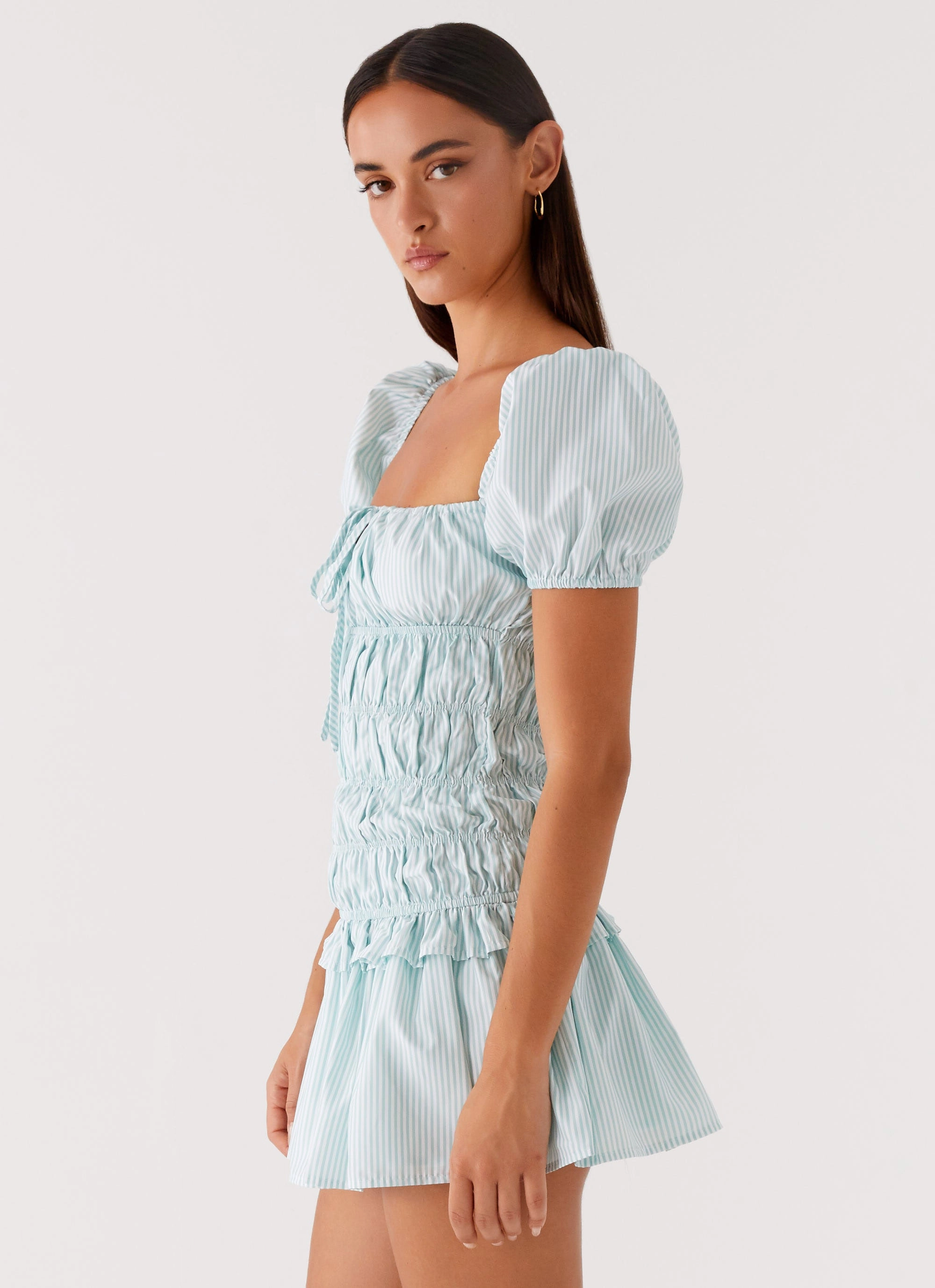 Stay Cool Easy Wrap Yolene Mini Dress - Green Gingham