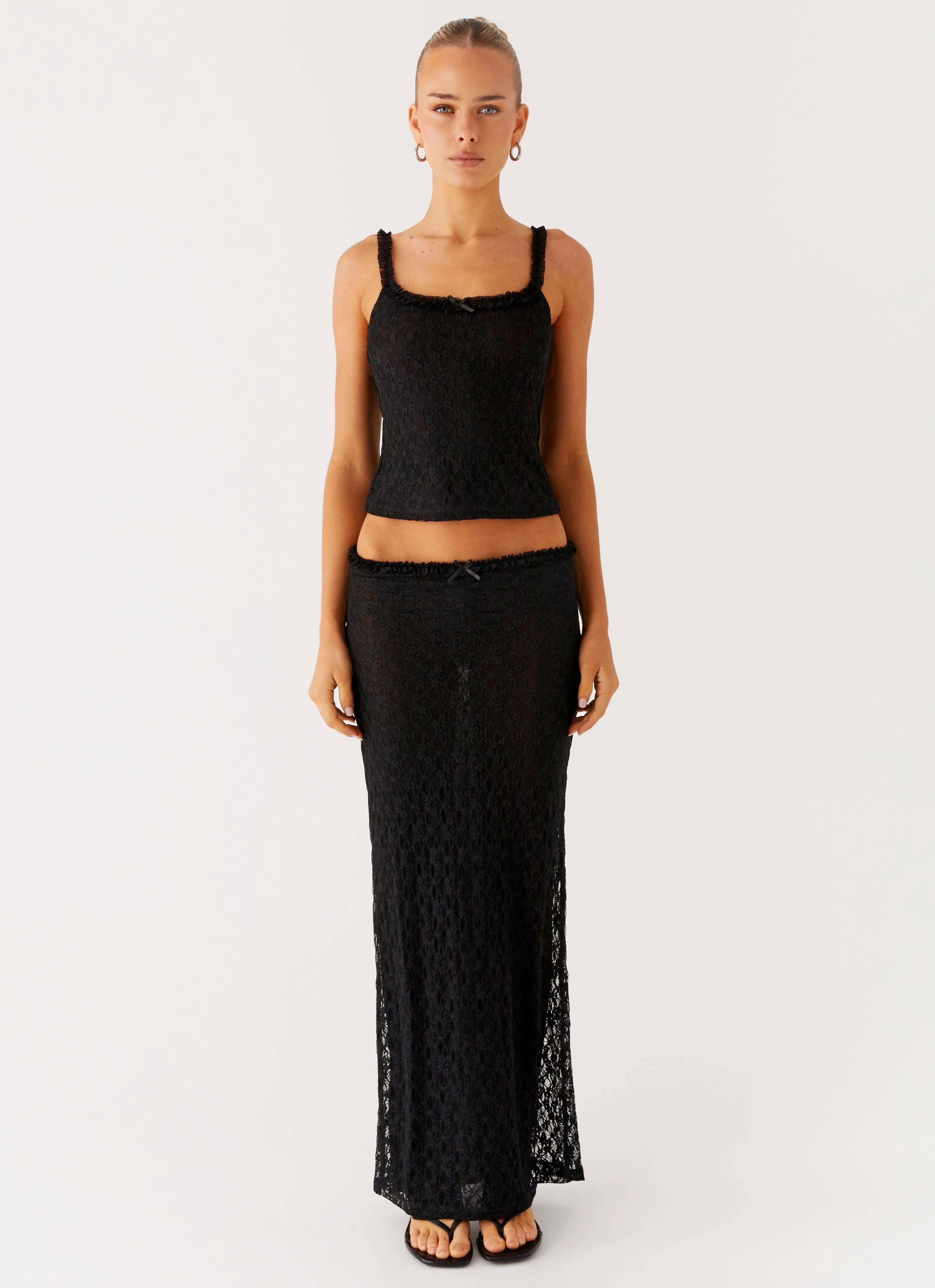 Ophira Cami Top - Black Reflective Accent Trim Durable Fiber Blend