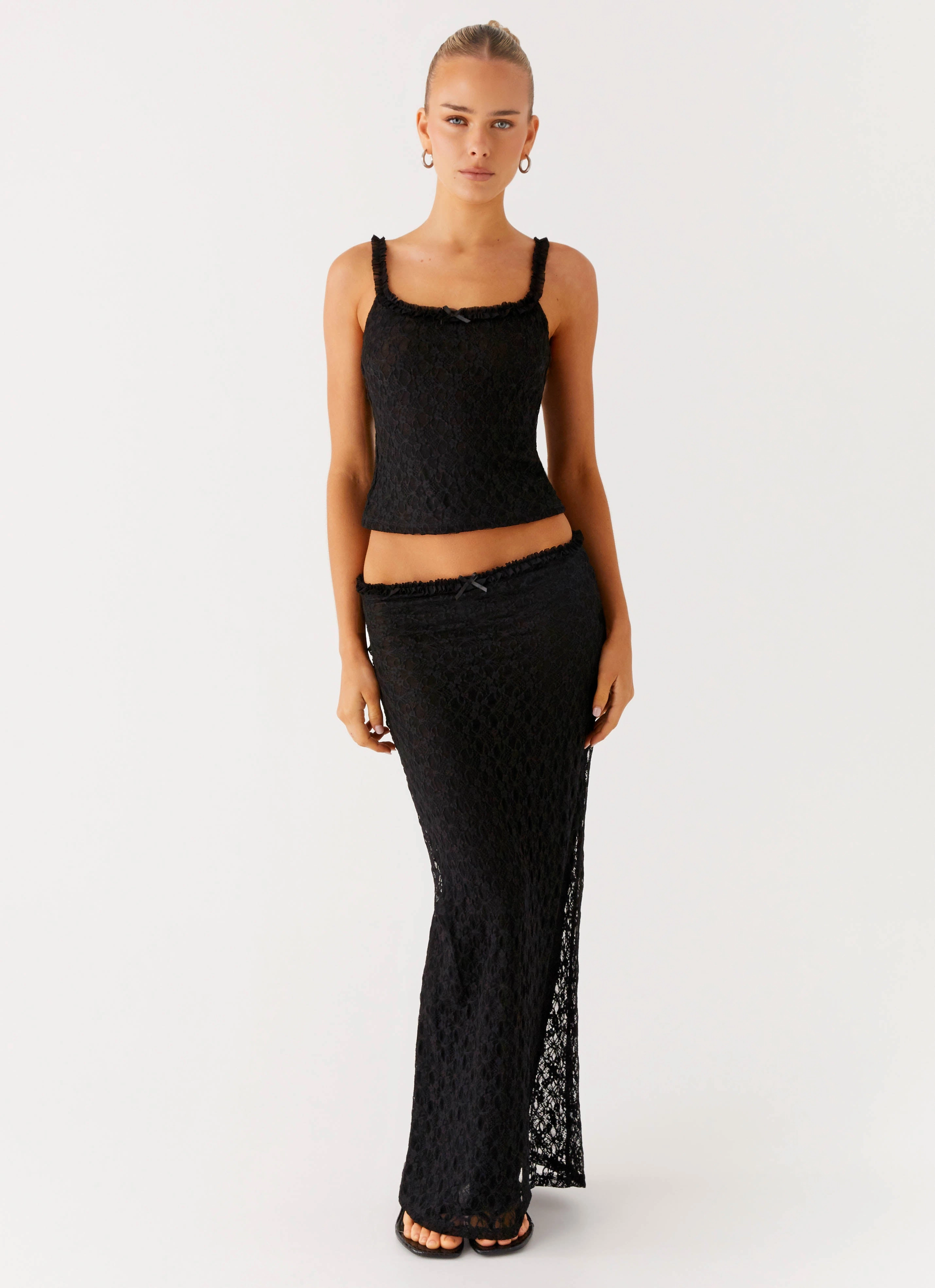 Elasticized Cuffs Breathable mesh Ophira Maxi Skirt - Black