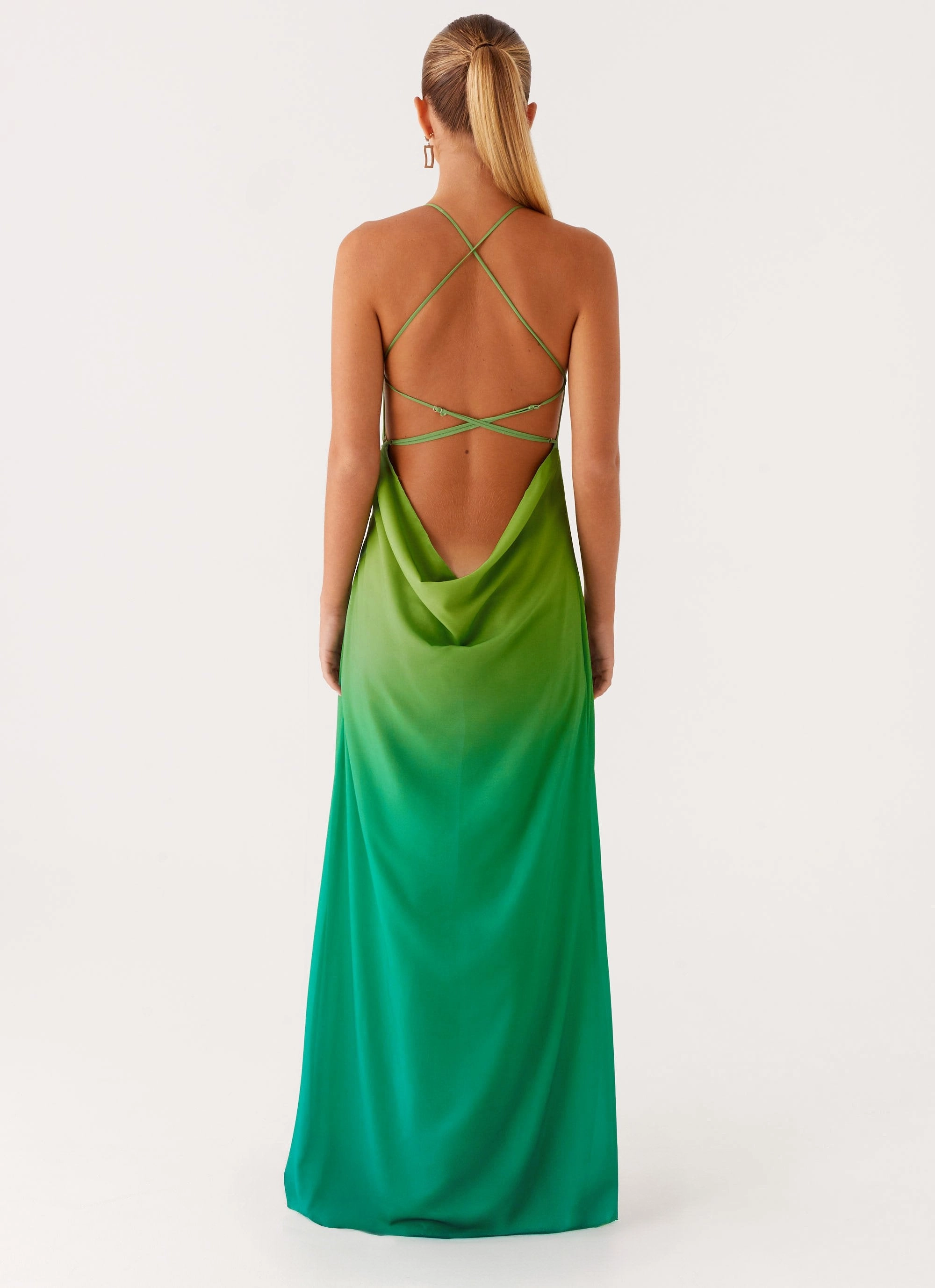Opposites Attract Maxi Dress - Green Ombre Magic Day Pastel Sky