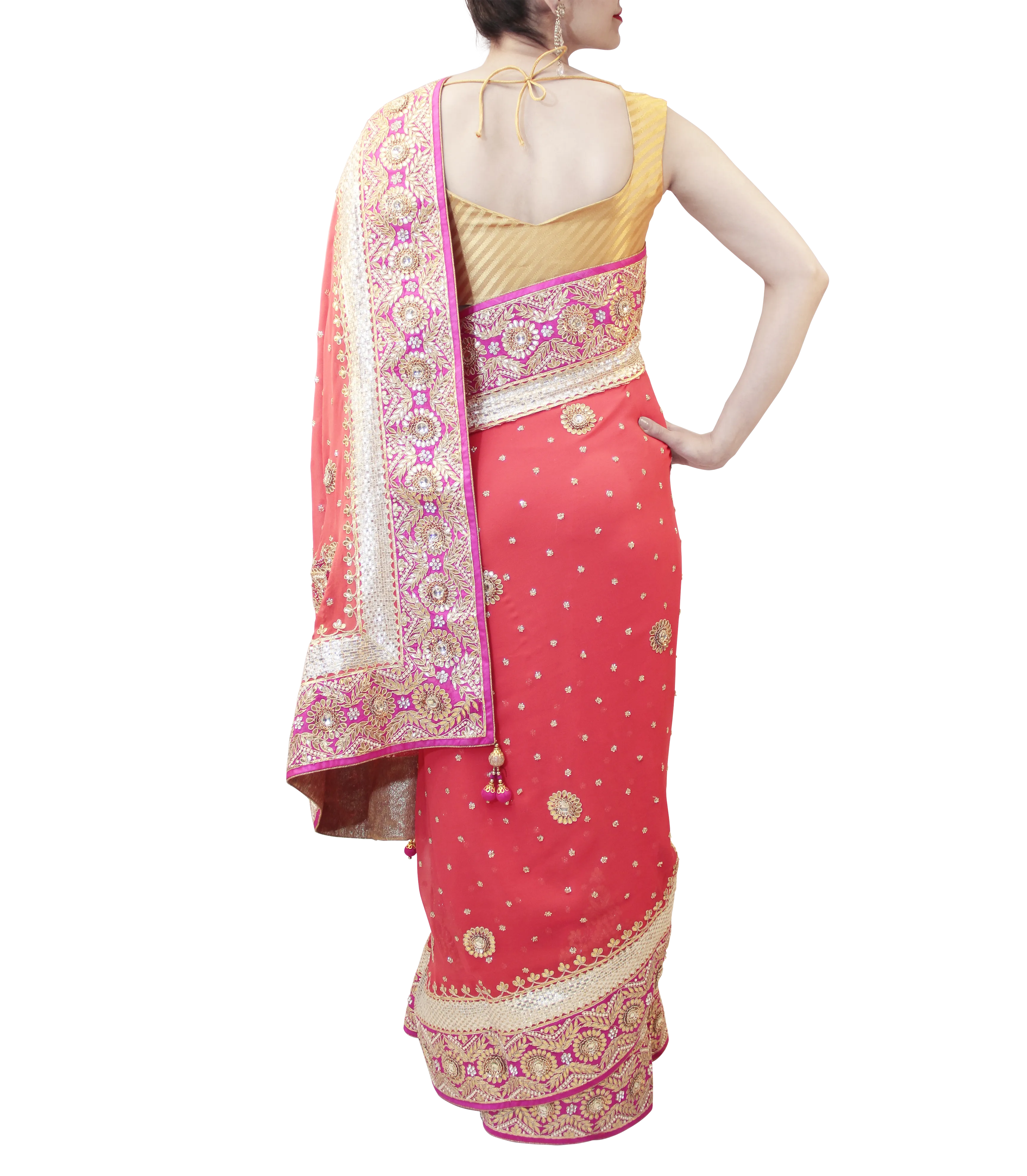 ORANGE AND PINK SAREE