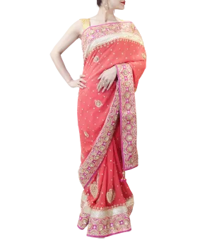 ORANGE AND PINK SAREE