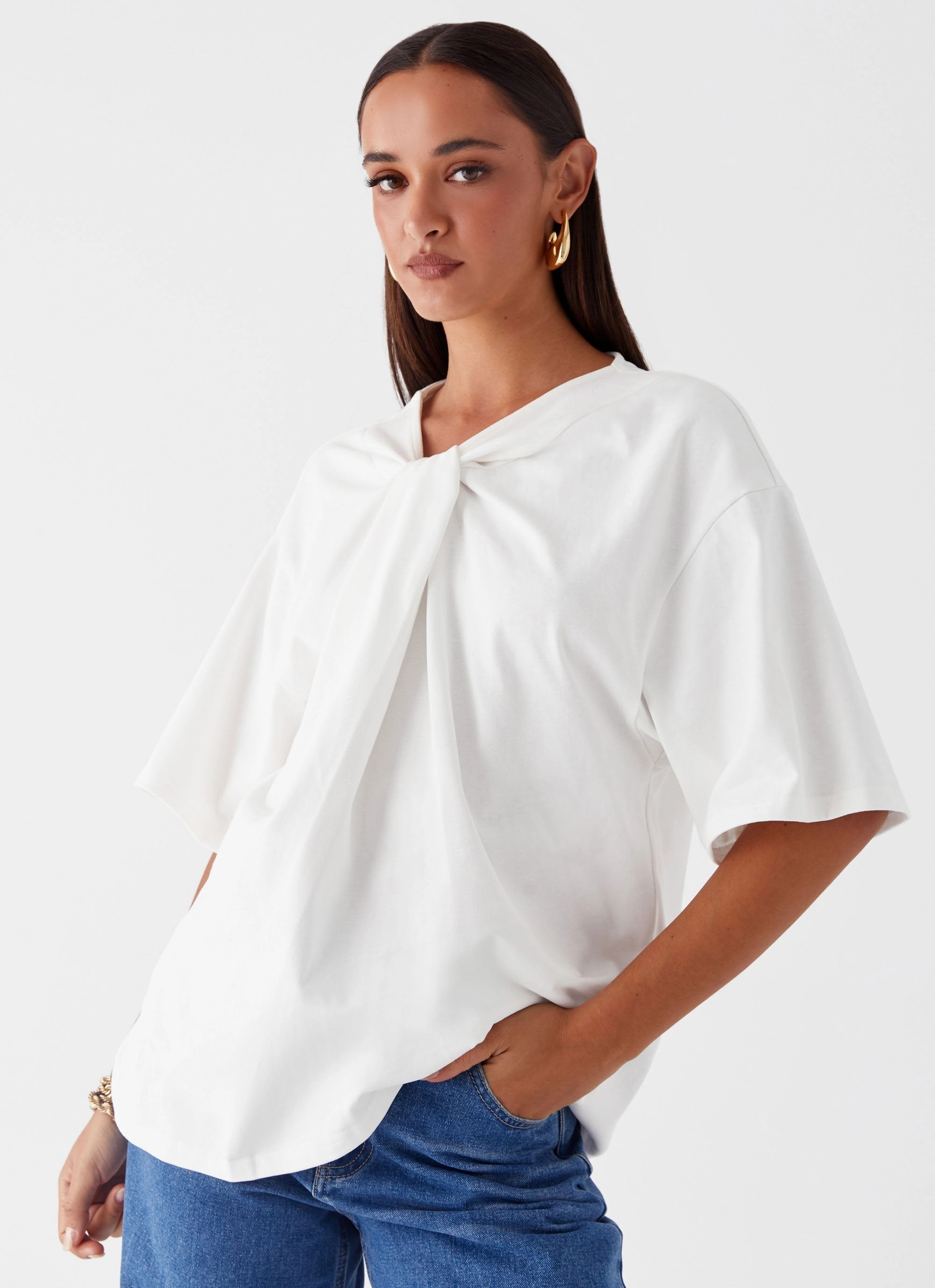 UV Protection Enhanced Orena Twist T-Shirt - White
