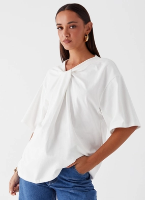UV Protection Enhanced Orena Twist T-Shirt - White