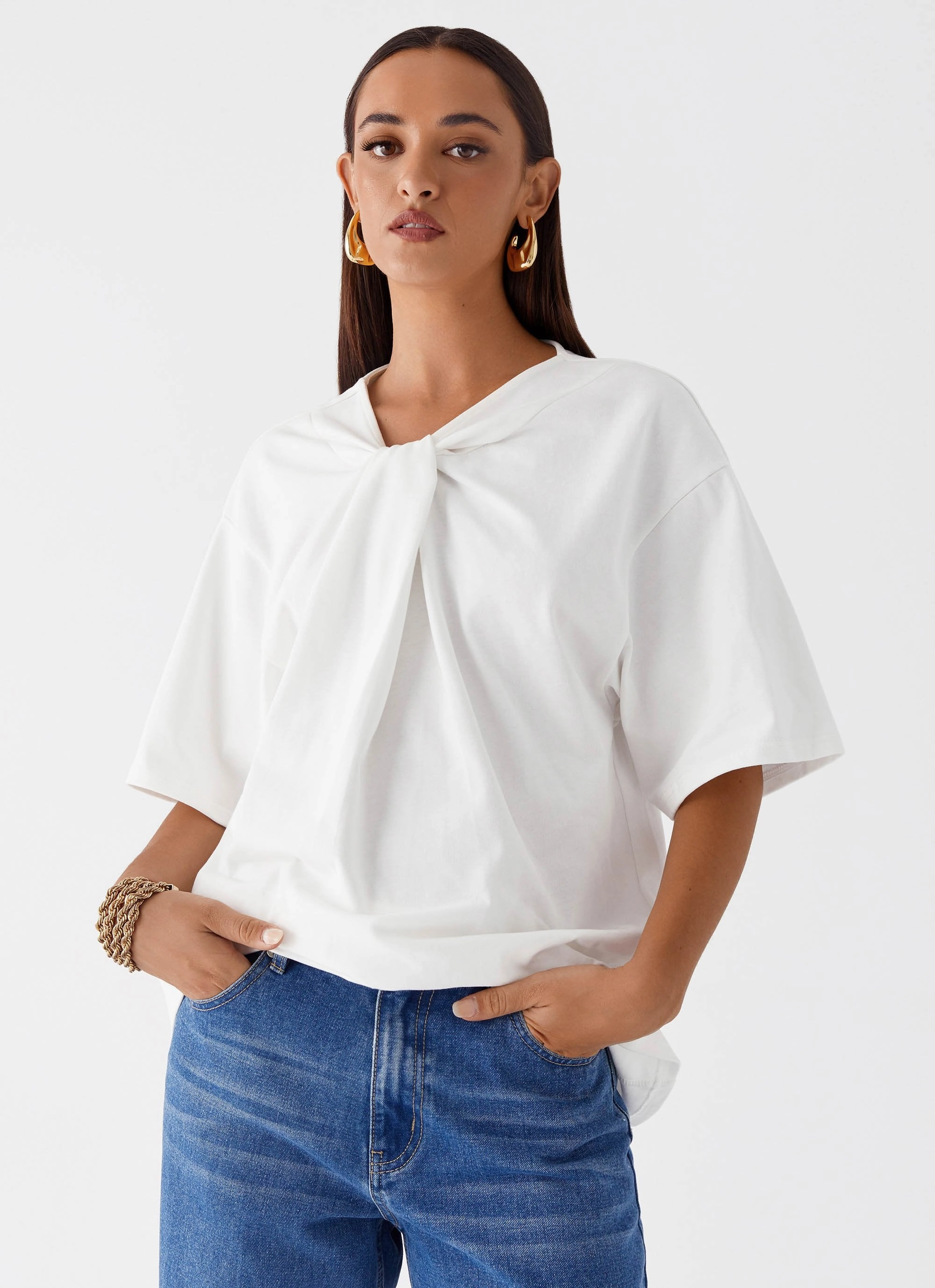 FrictionResistant Trim Orena Twist T-Shirt - White