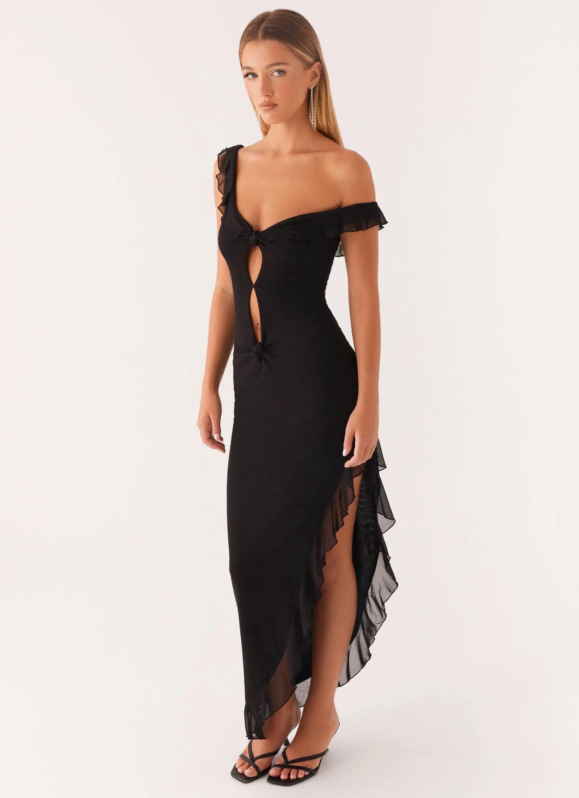 Impossible Cut Out Midi Dress - Black Floral Comfort